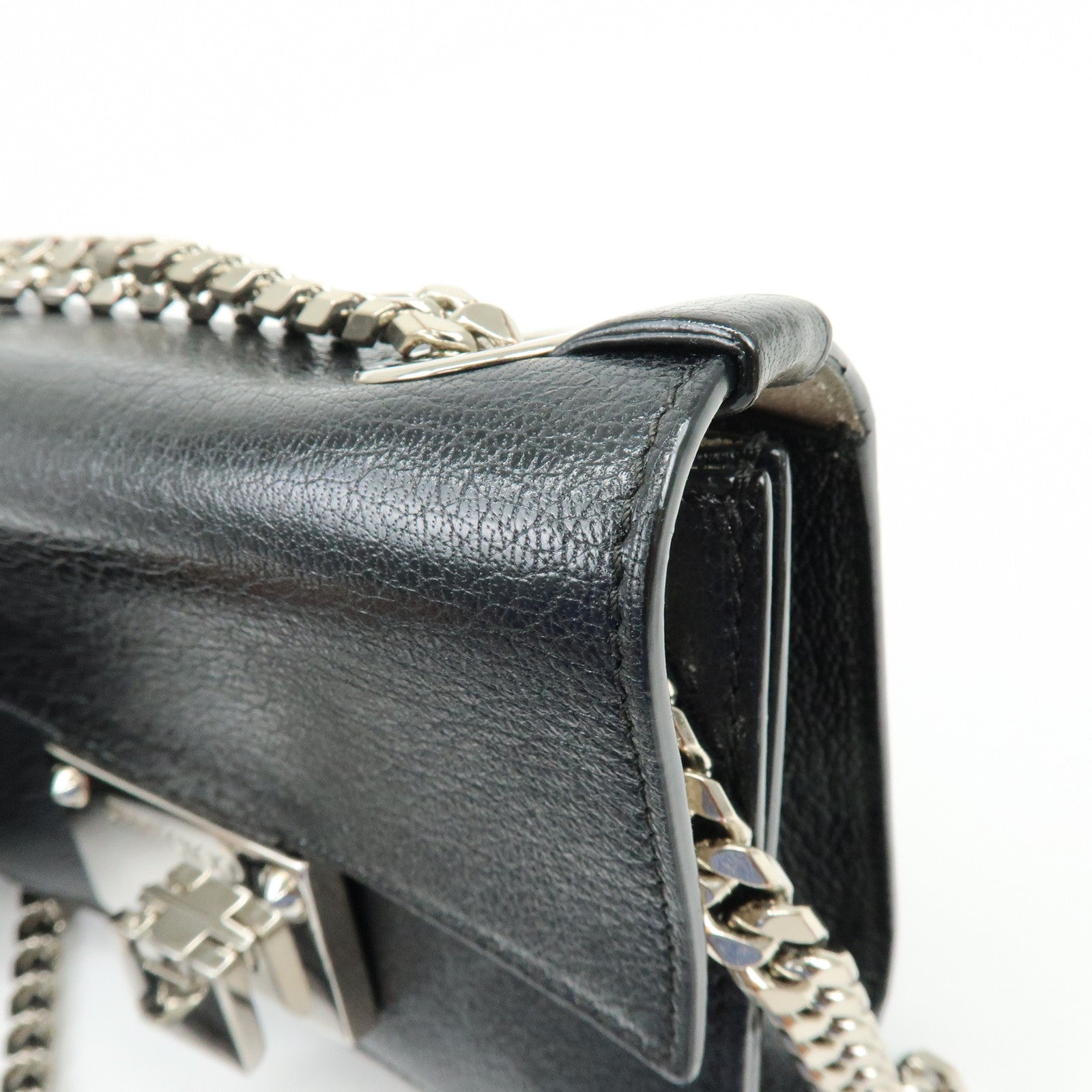 JIMMY CHOO REBEL BAG Leather Chain Shoulder Bag Crossbody Bag Black