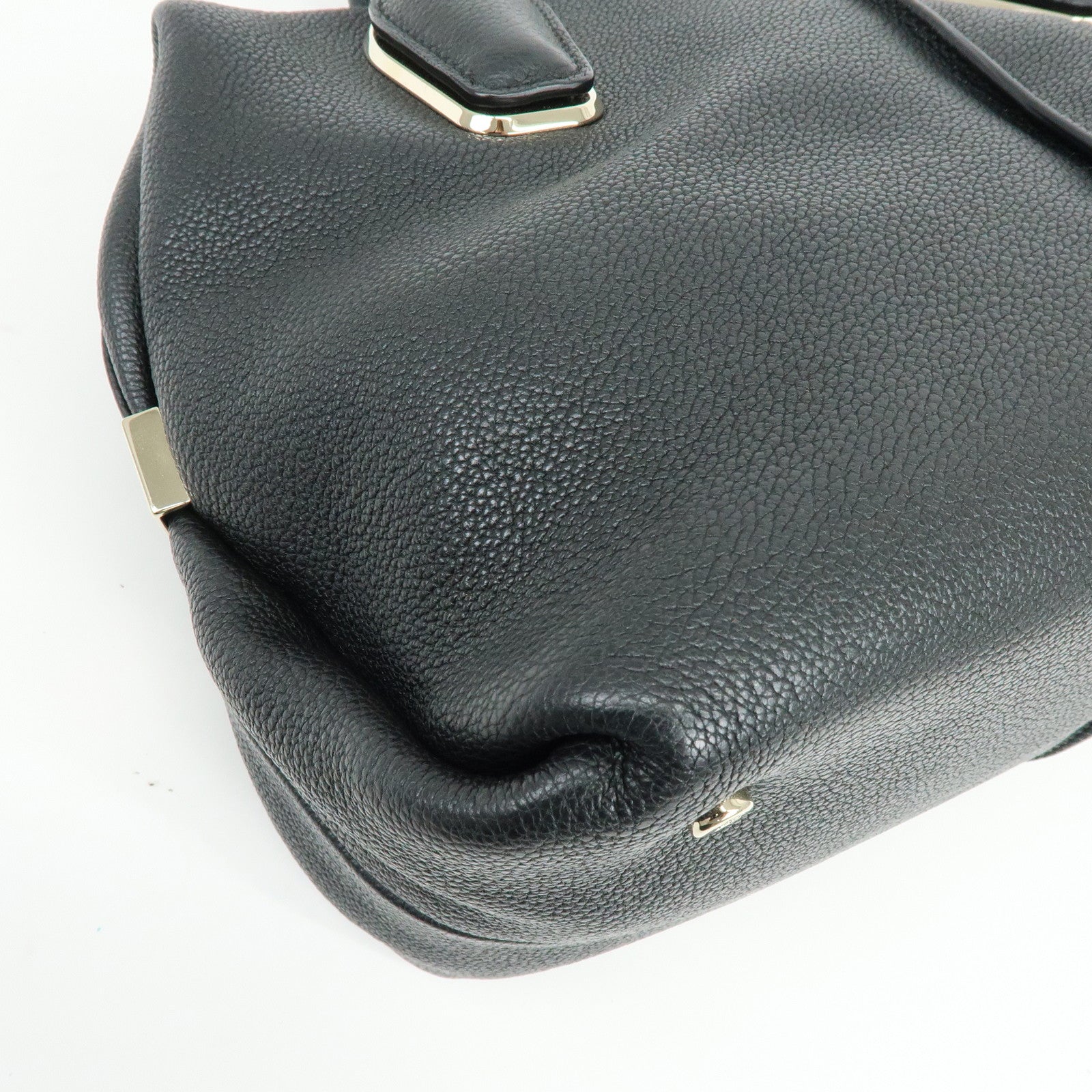 TOD'S Leather 2Way Bag Boston Bag Shoulder Bag Black