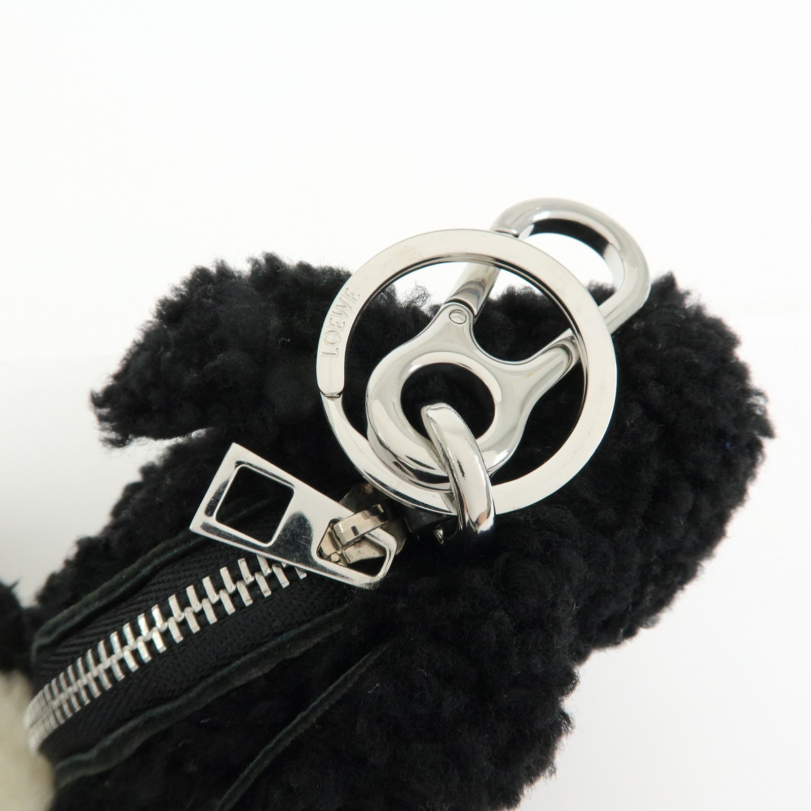 LOEWE Leather Rabbit Coin Case Coin Purse Black White