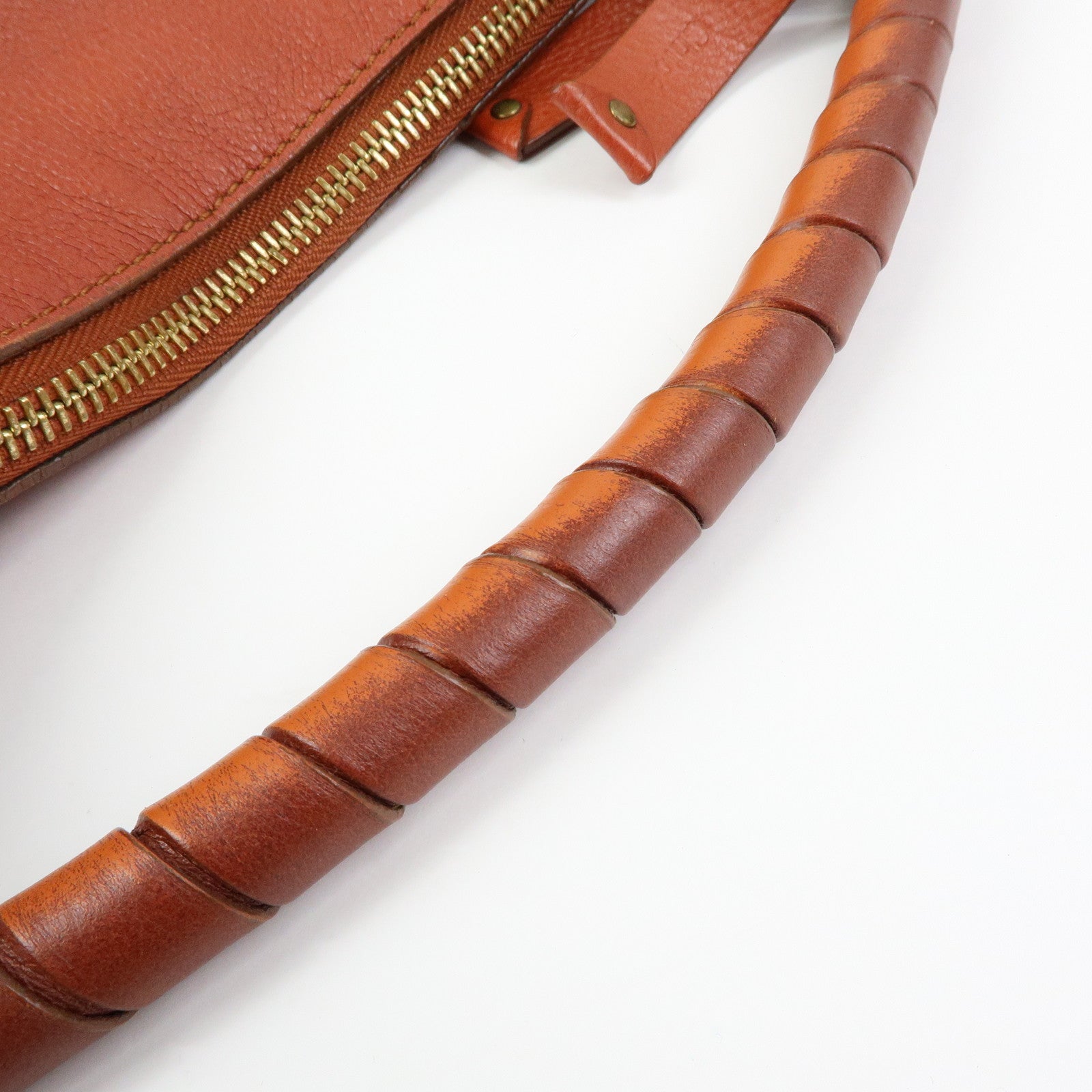 Chloe Marcie Leather Shoulder Bag Tote Bag Red Brown