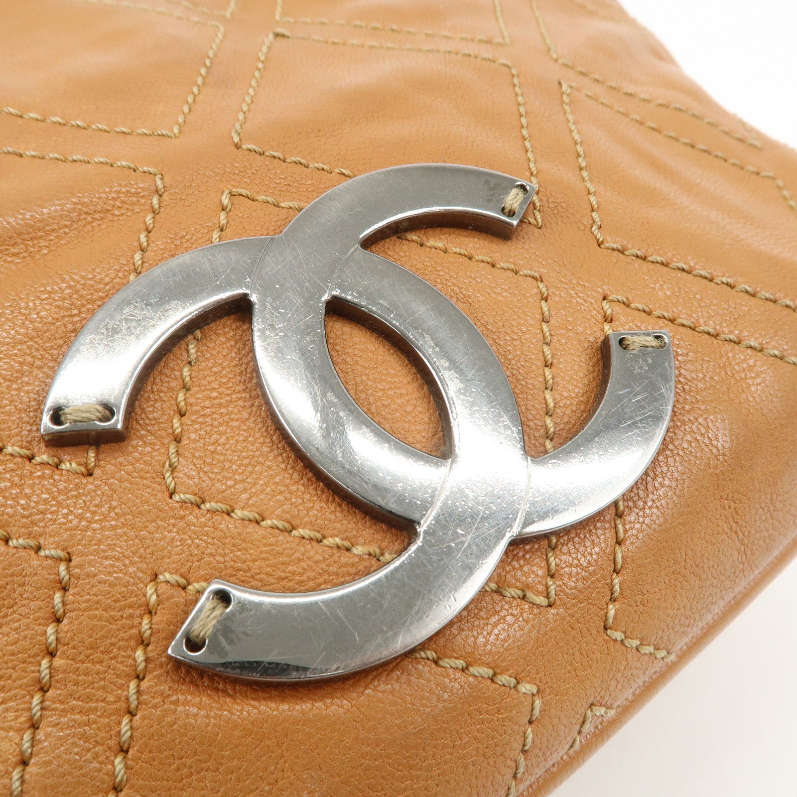 CHANEL COCO Mark Calf Leather Chain Shoulder Bag Hand Bag Brown