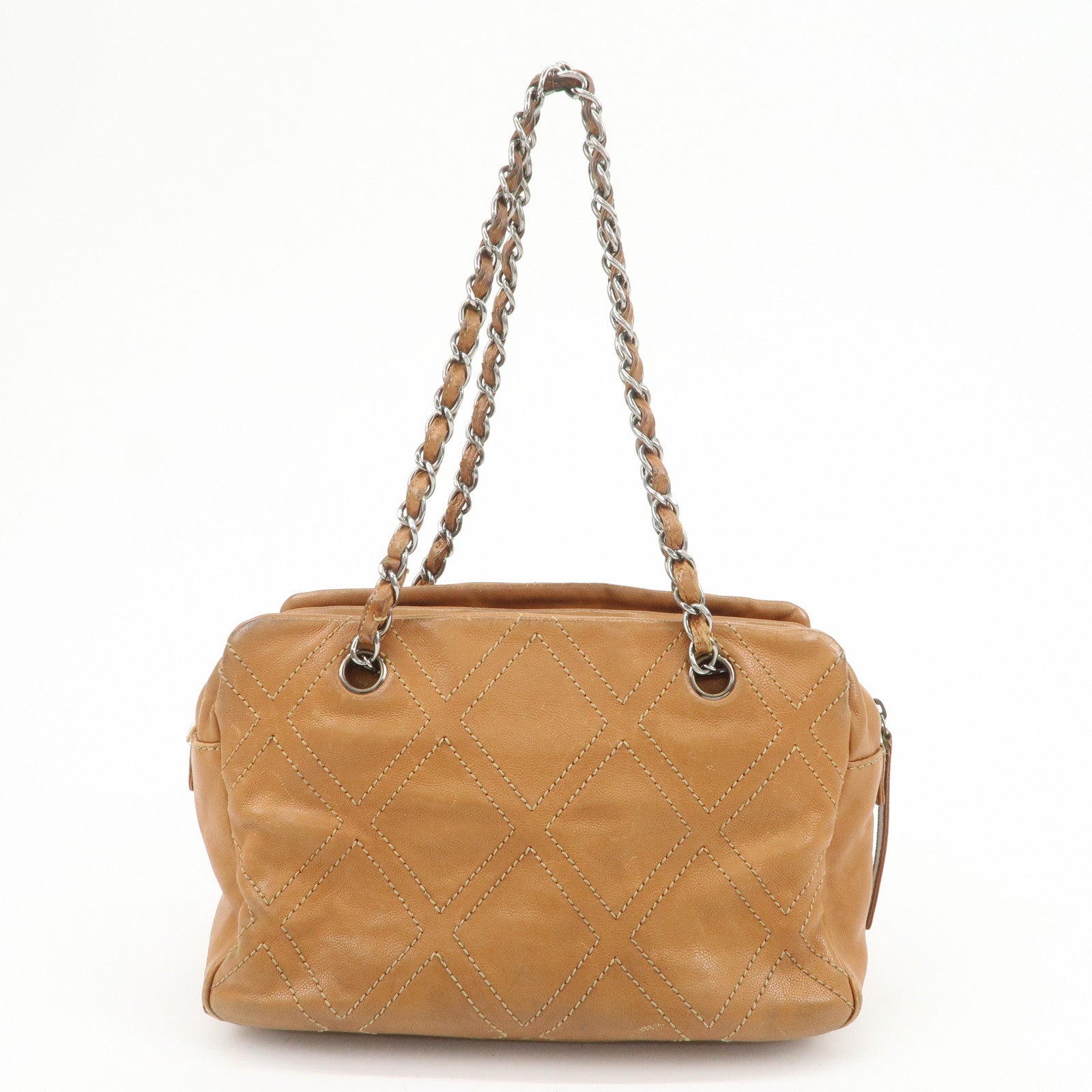 CHANEL COCO Mark Calf Leather Chain Shoulder Bag Hand Bag Brown