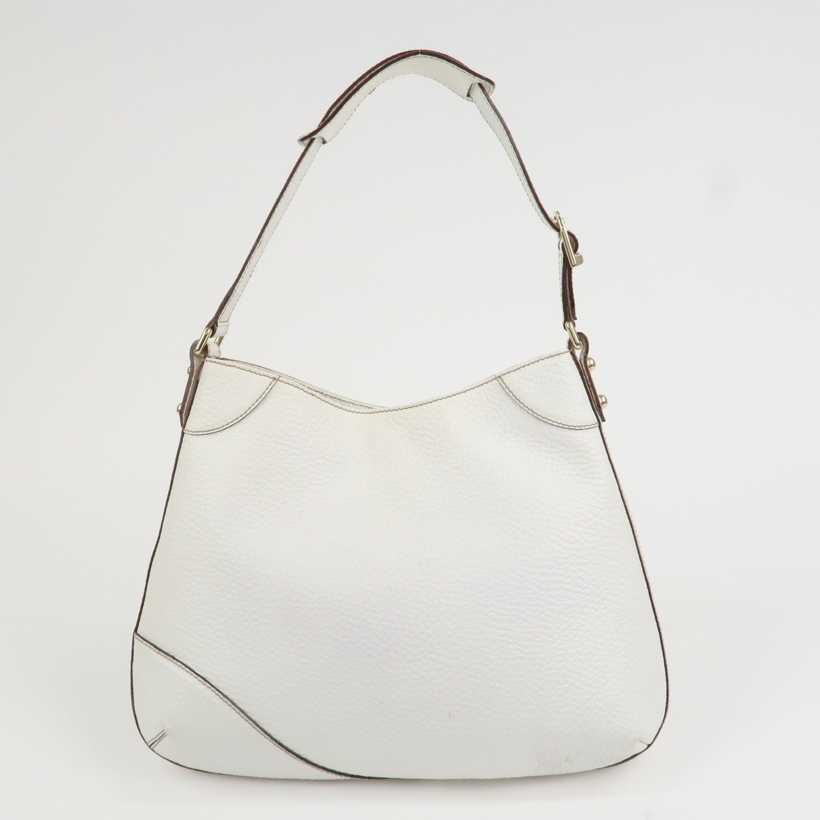 GUCCI Horsebit Leather Shoulder Bag Hand Bag White 137388