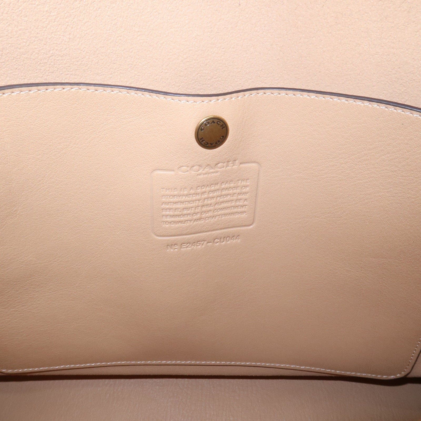 COACH Grain Calf Leather Brooklyn Shoulder Bag 39 Beige CU044