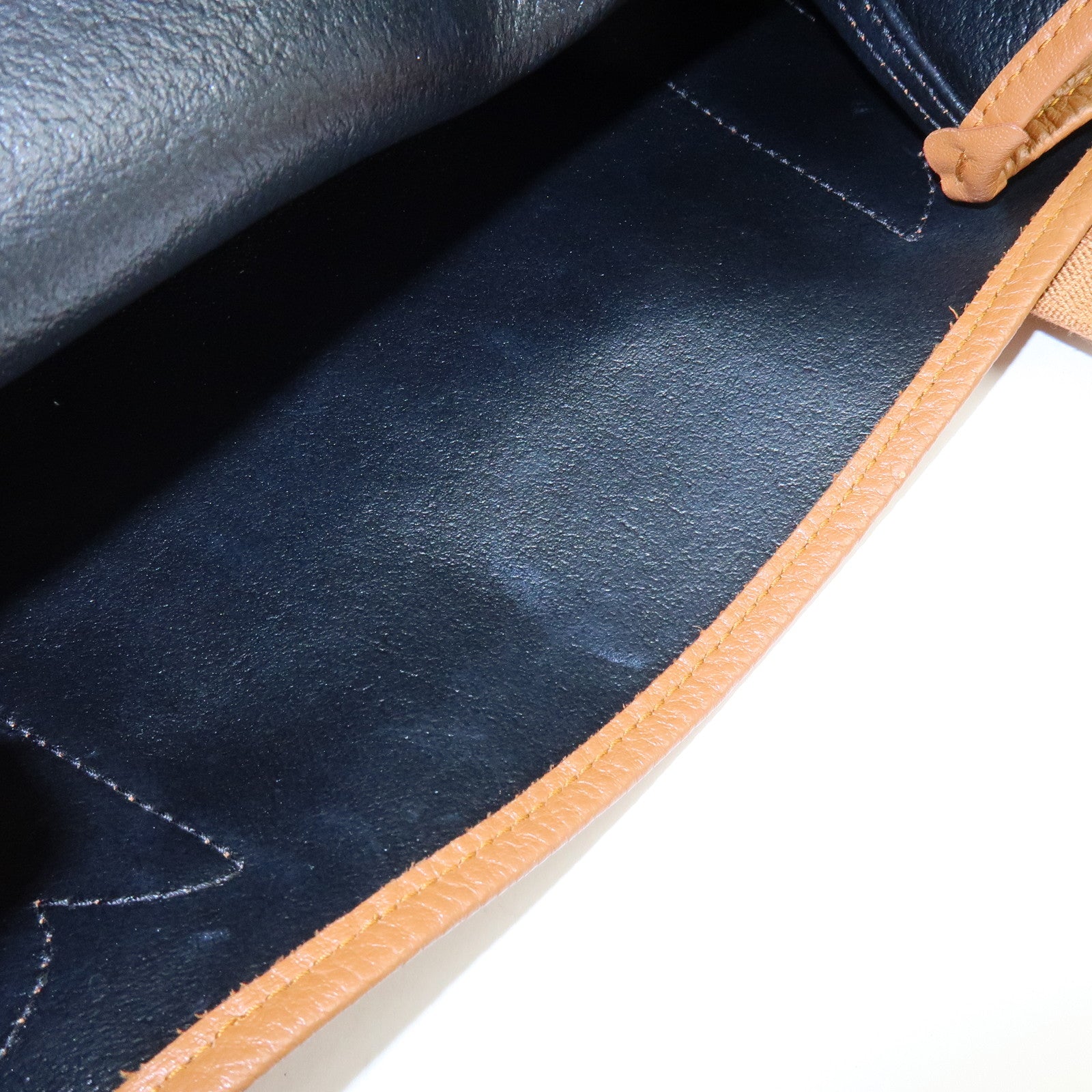 BALENCIAGA Navy Cabas Small Leather Tote Bag Hand Bag Brown 339933