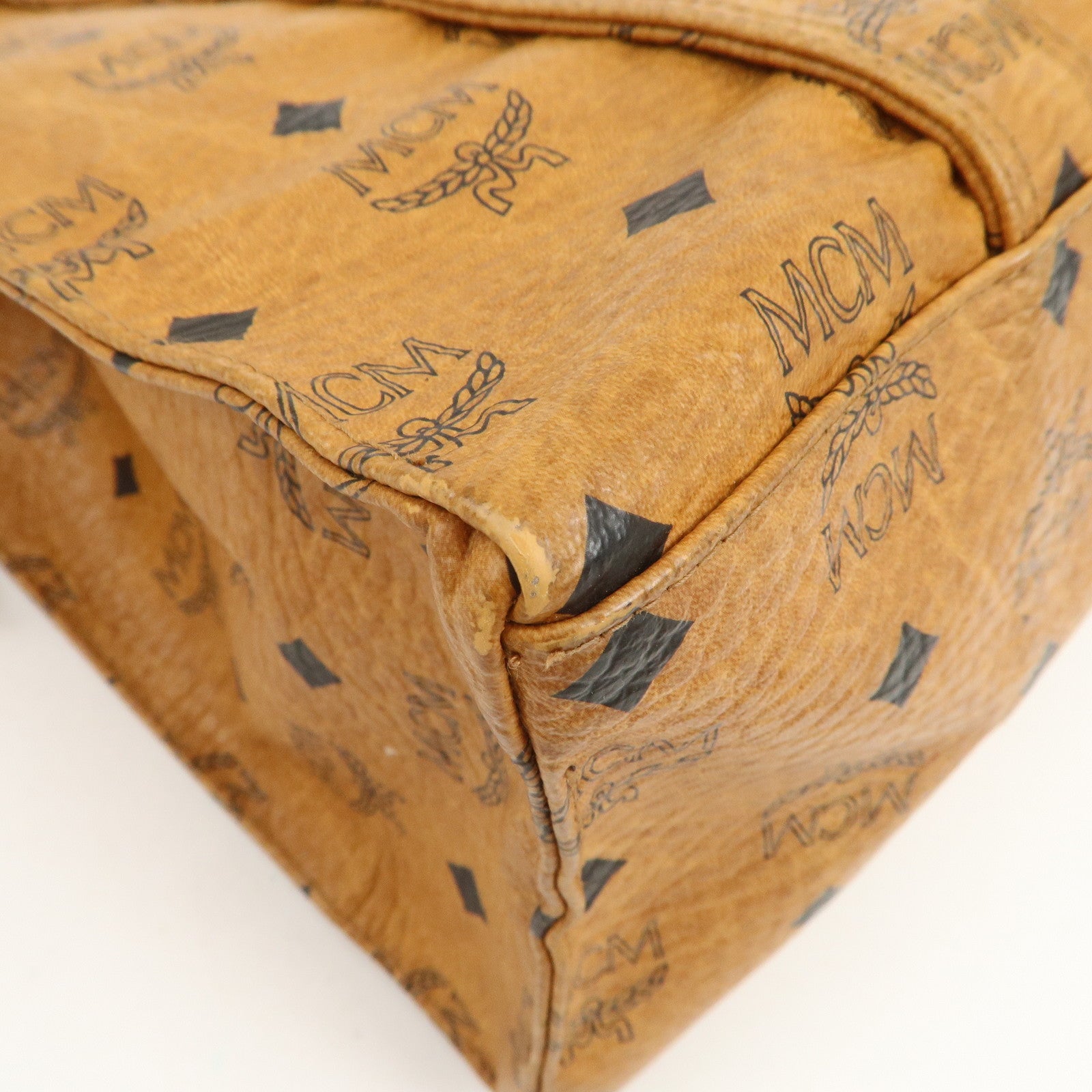 MCM Visetos Leather Shoulder Bag Tote Bag Brown