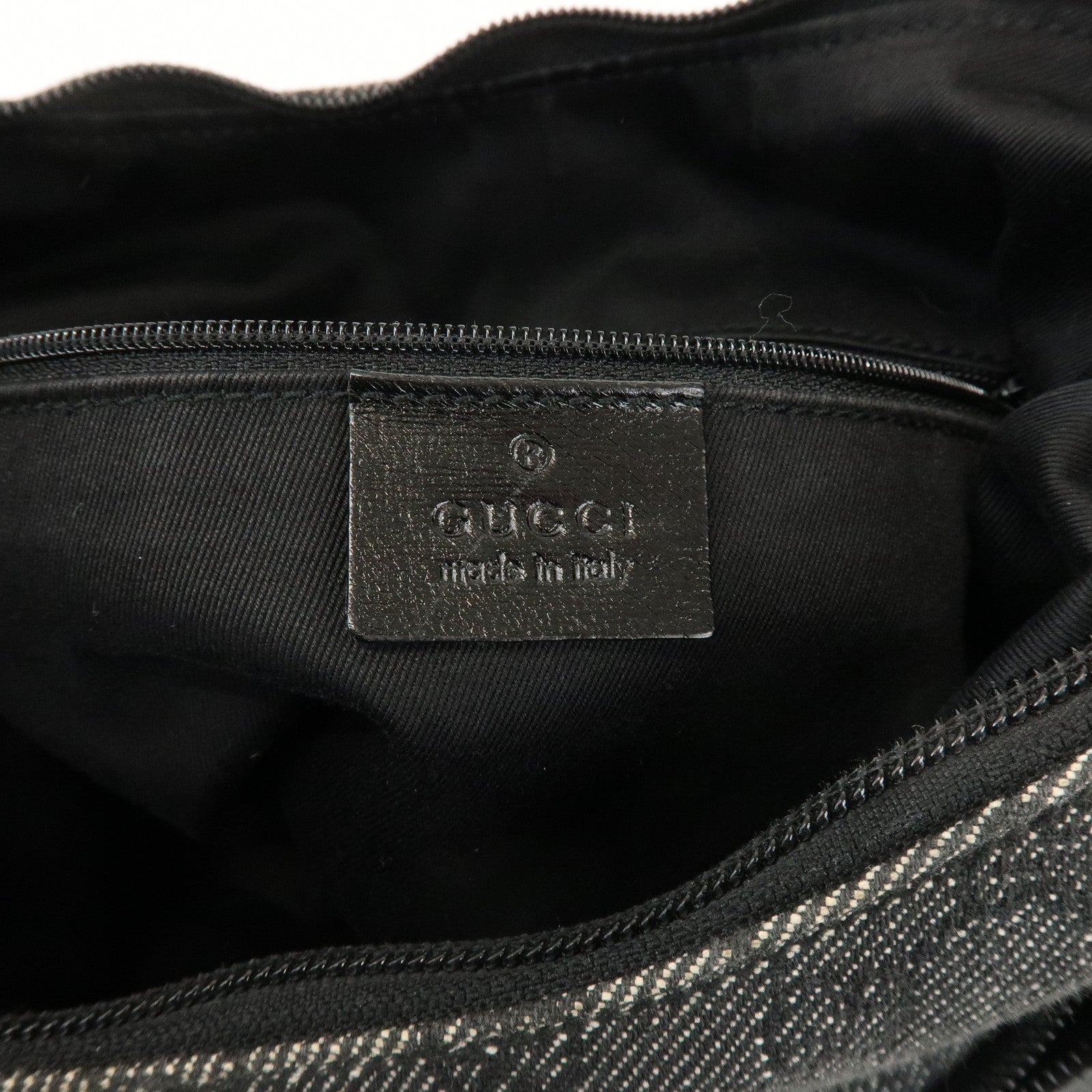 GUCCI GG Denim Leather Shoulder Bag Hand Bag Black 105649