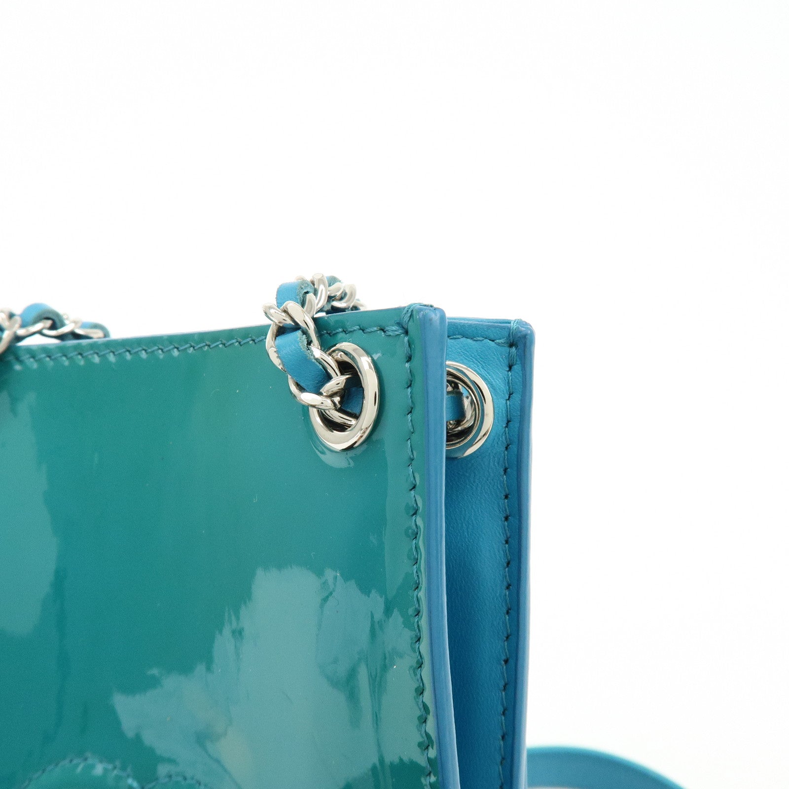 CHANEL COCO Mark Patent Leather Shoulder Bag Crossbody Bag Blue