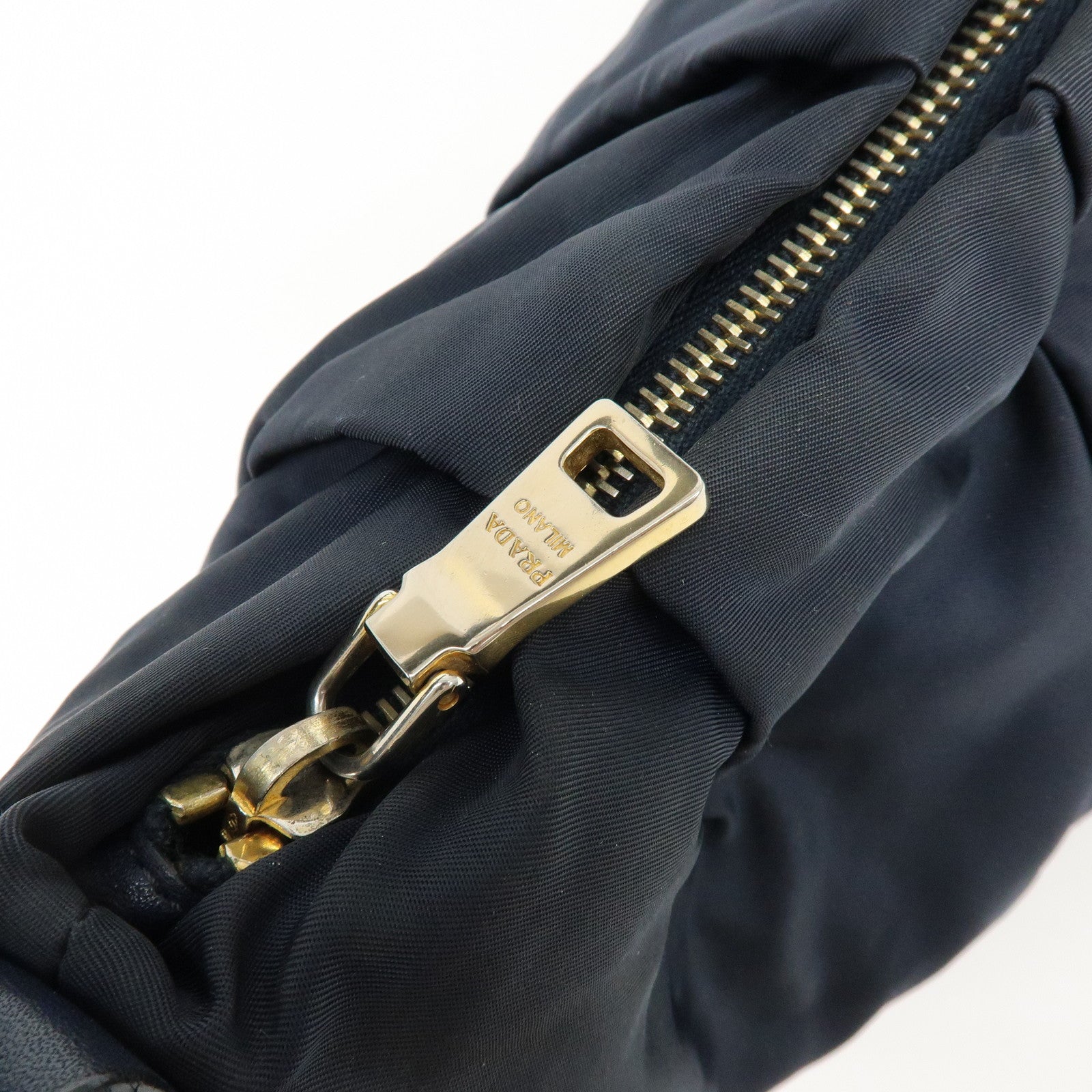 PRADA Triangle Logo Nylon Leather Shoulder Bag Hand Bag Navy