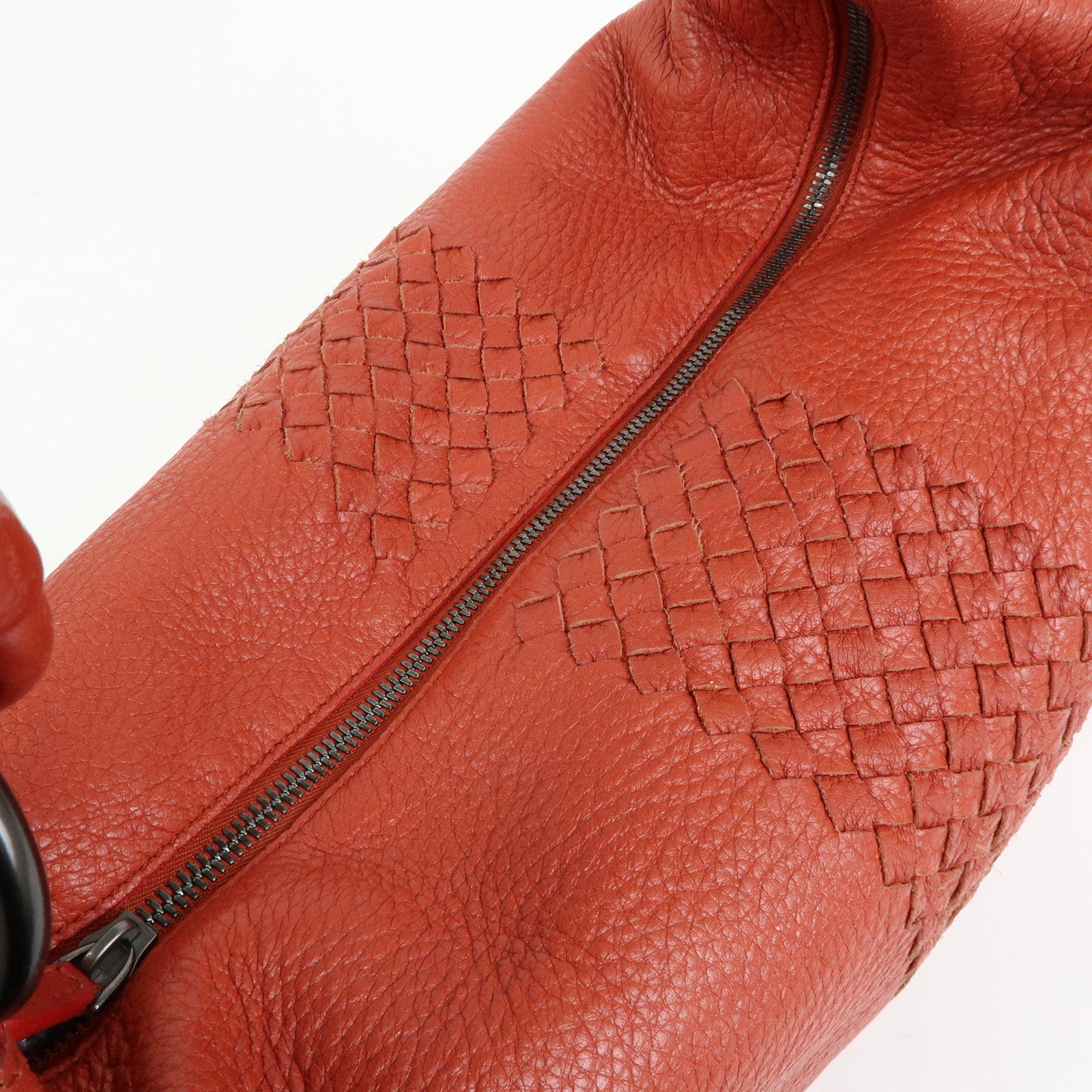 BOTTEGA VENETA Intrecciato Leather Shoulder Bag Red Brown 179331