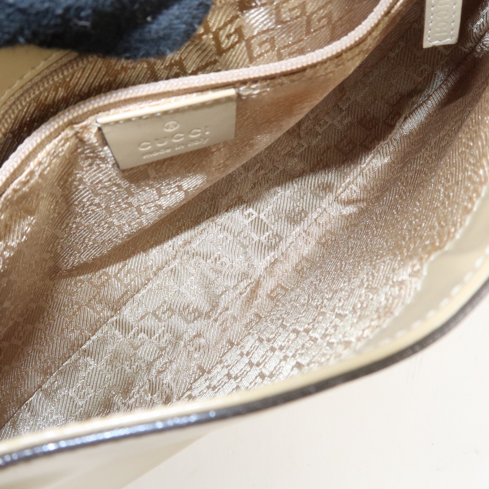 GUCCI Leather Shoulder Bag Hand Bag Beige 001.4150.002058 Used