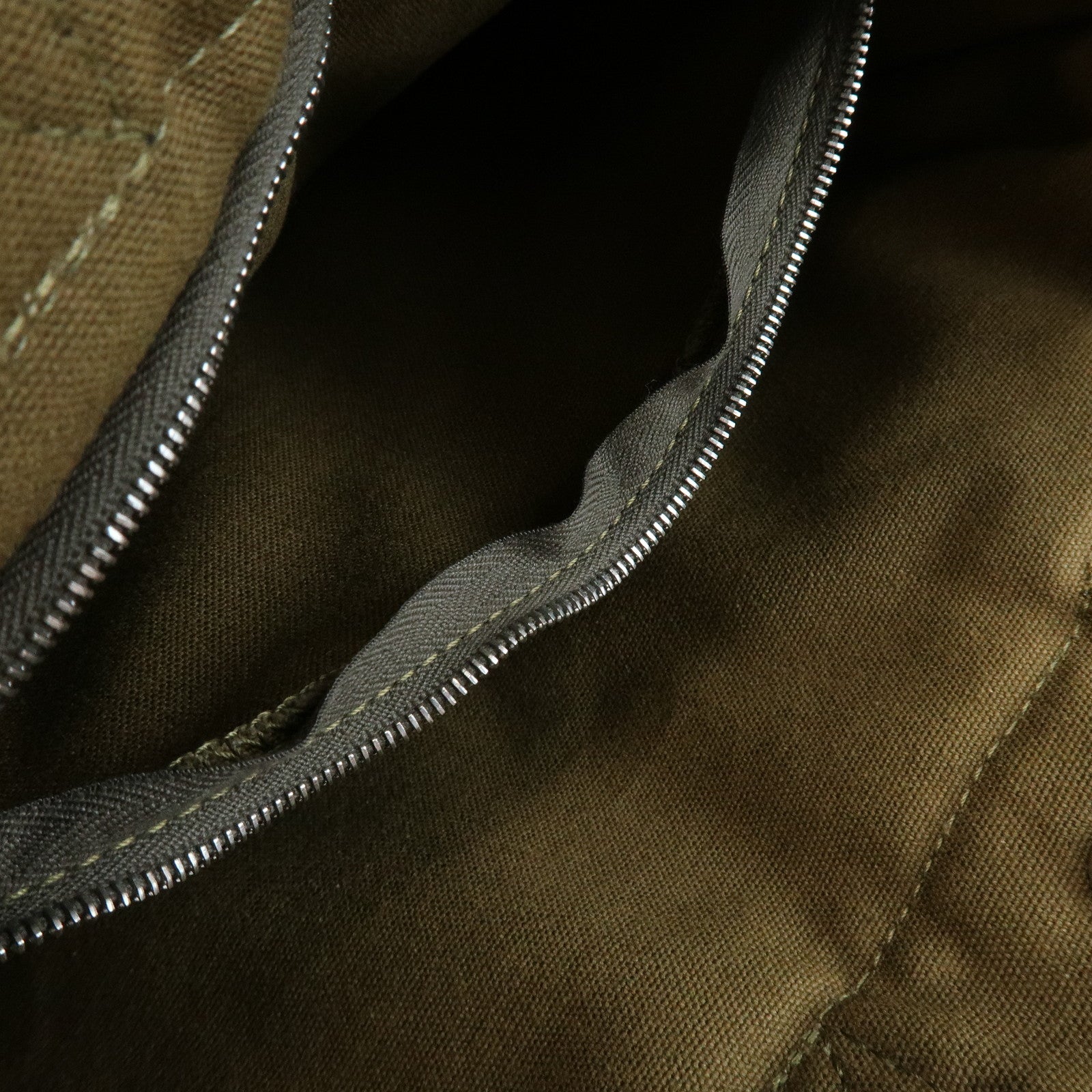 HERMES Canvas Fourre tout PM Hand Bag Tote Bag Khaki