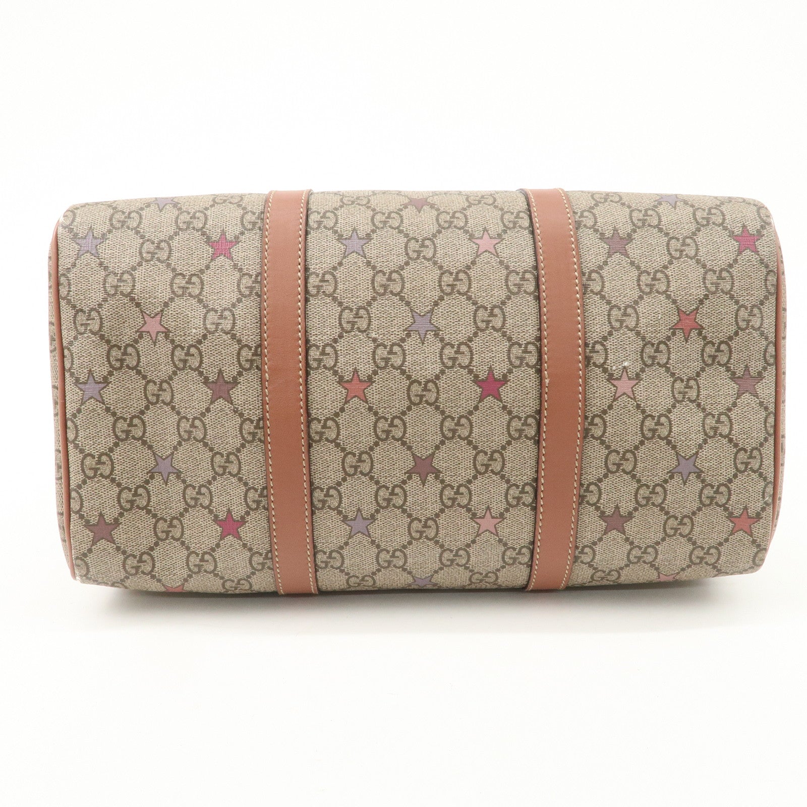 GUCCI GG Supreme Leather Boston Bag Beige Brown Star 193603