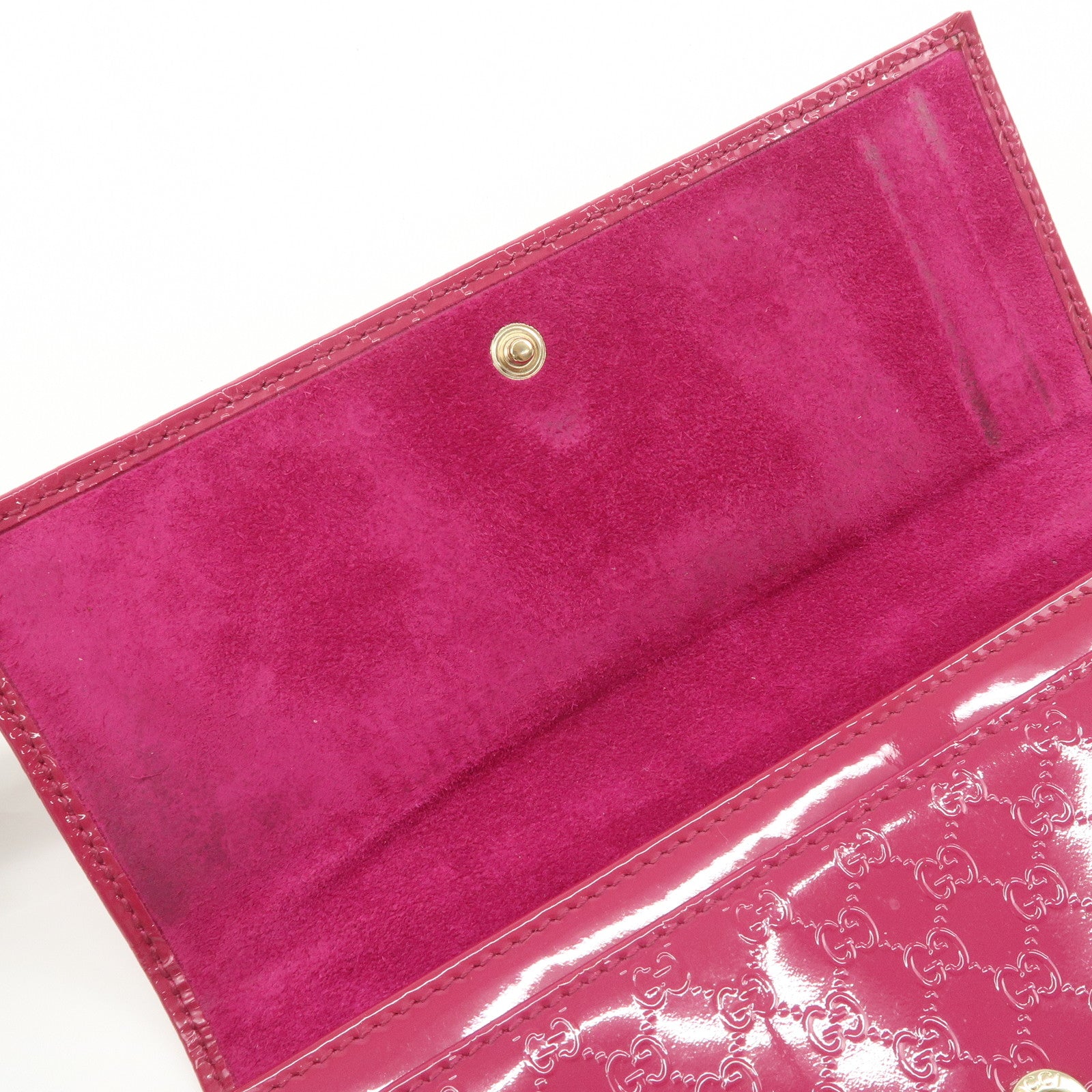 GUCCI Nice Micro Guccissima Patent Leather Long Wallet Pink 309760