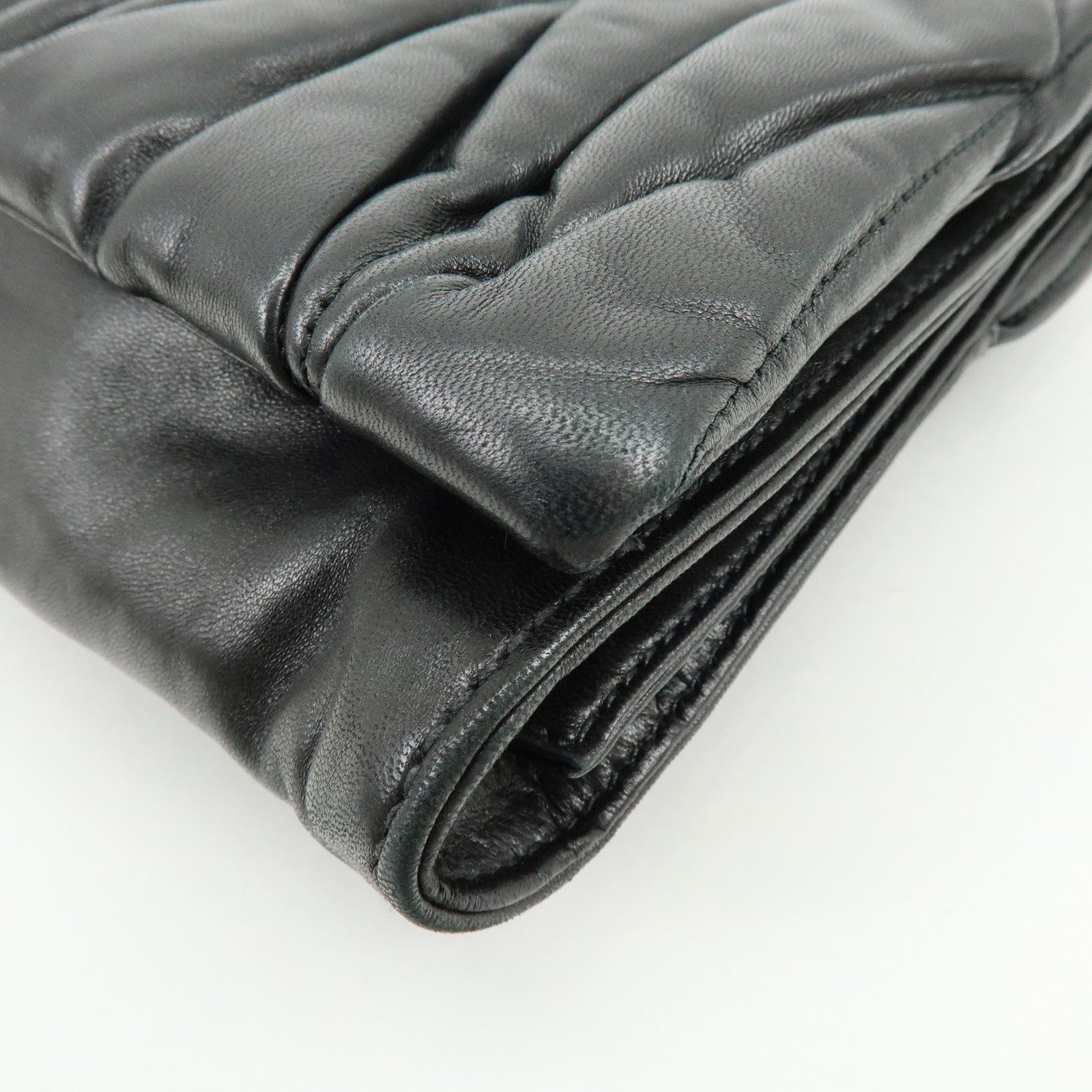 MIU MIU Matelasse Nappa Leather Shoulder Bag Clutch Bag Black