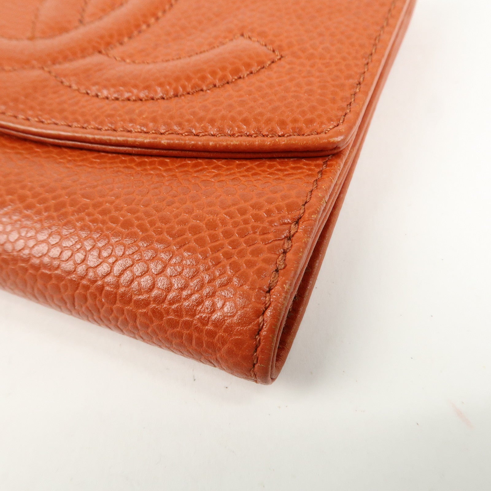 CHANEL COCO Mark Caviarskin Double Hook Bi-Fold Wallet A13496 Used