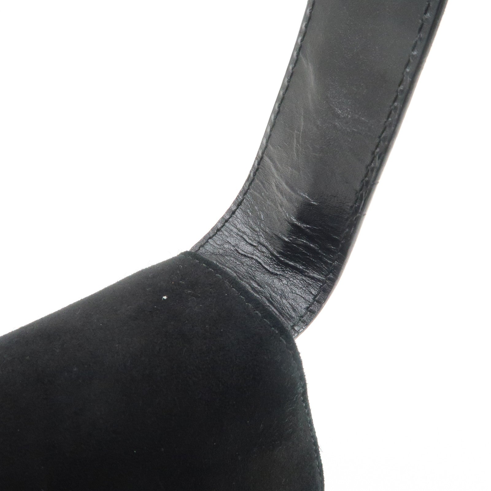 Ferragamo Gancini Suede Leather Shoulder Bag Hand Bag Black