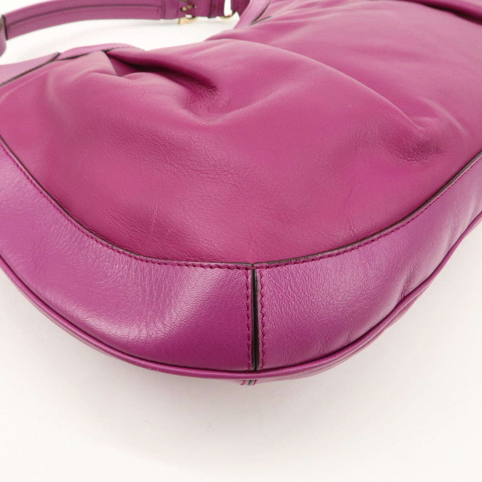 Ferragamo Gancini Leather Shoulder Bag Hand Bag Purple