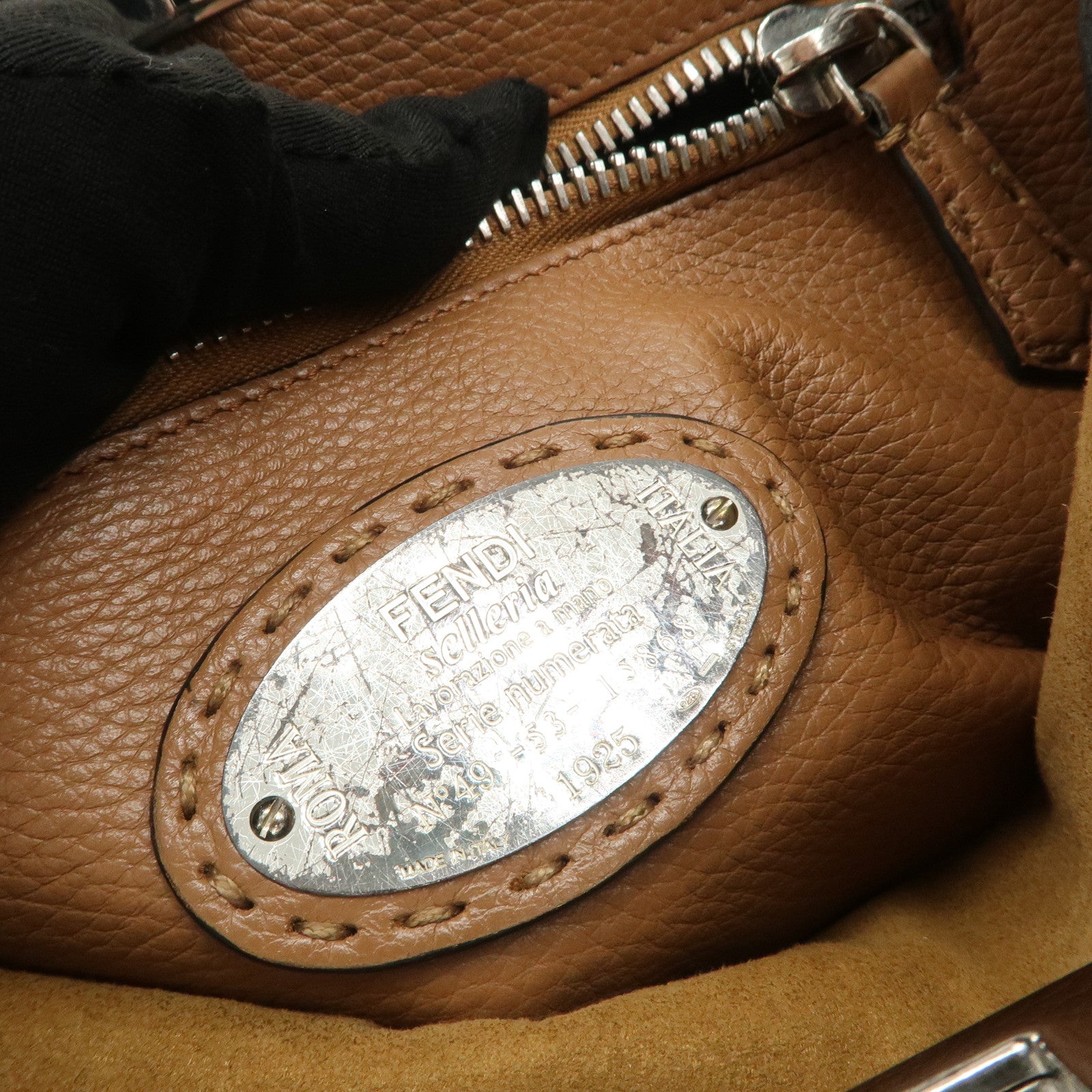 FENDI Selleria Peekaboo Regular Leather 2Way Shoulder Bag 8BN290 Used