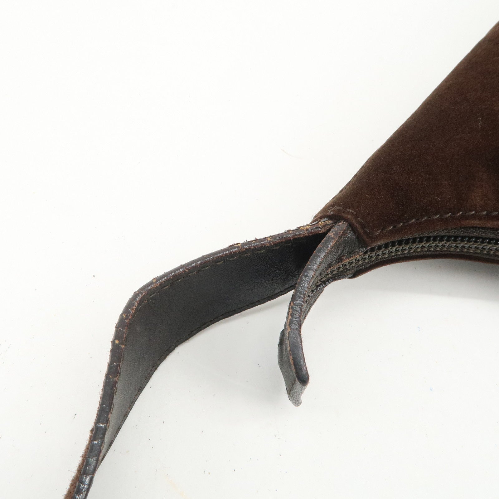 Ferragamo Gancini Suede Leather Shoulder Bag Brown