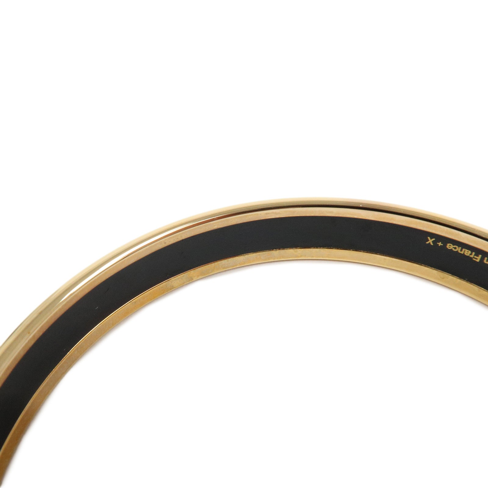HERMES Email PM Gold Plated Bracelet Bangle White Orange Gold