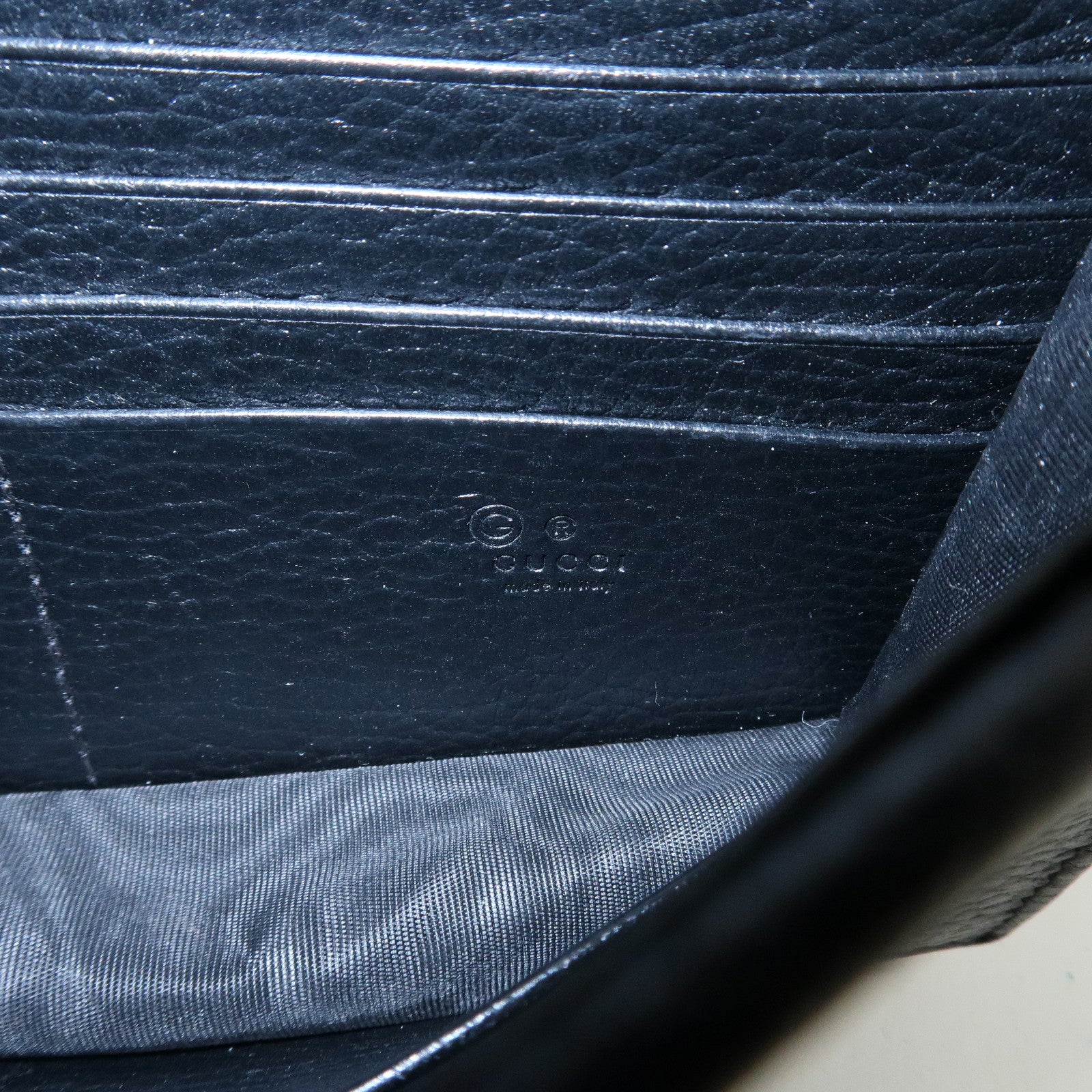 GUCCI Interlocking G Leather Chain Shoulder Bag Black 615523