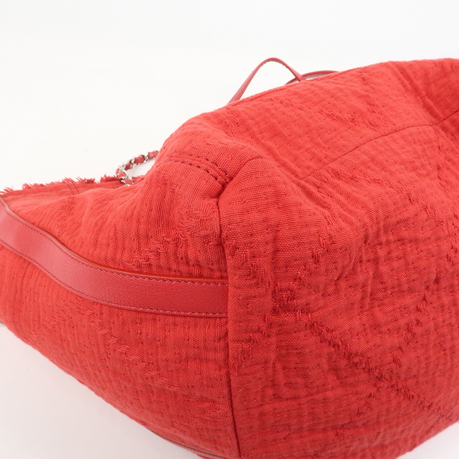 CHANEL COCO Mark Canvas Calf Leather Shopping Bag Large Red A57168