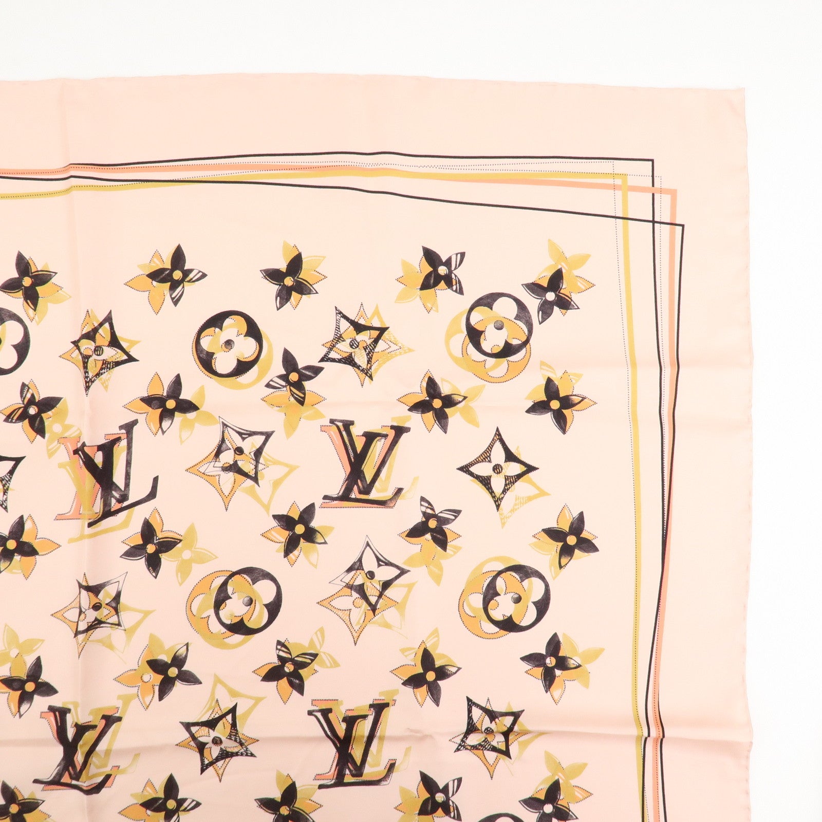 Louis Vuitton Monogram Silk 100% Scarf Pink Ｍ79267