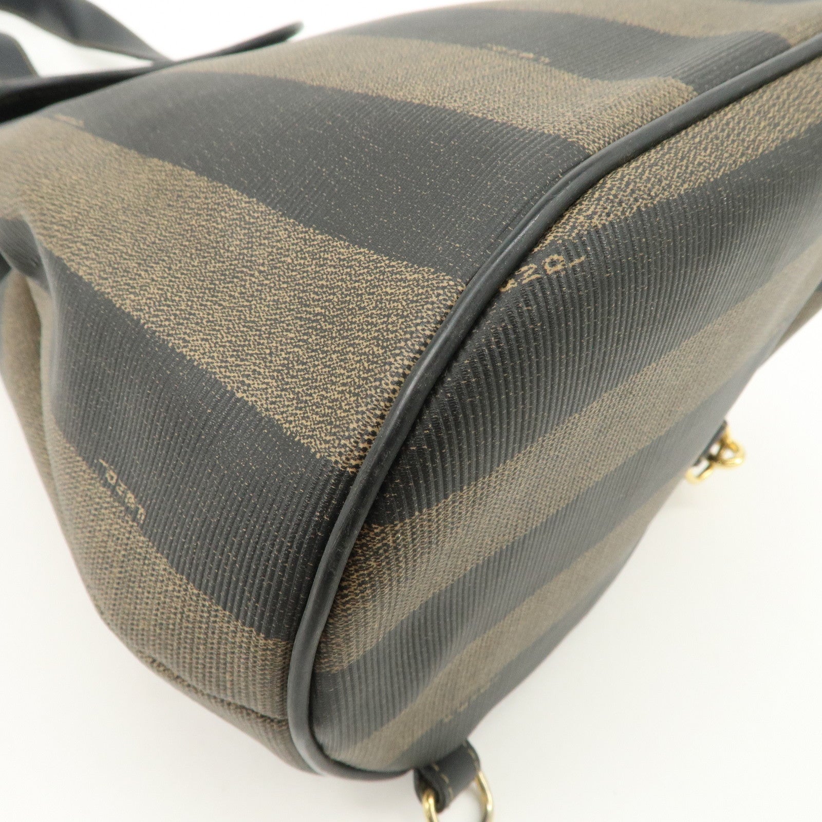 FENDI PVC Canvas Leather Back Pack Body Bag Black Brown 14559