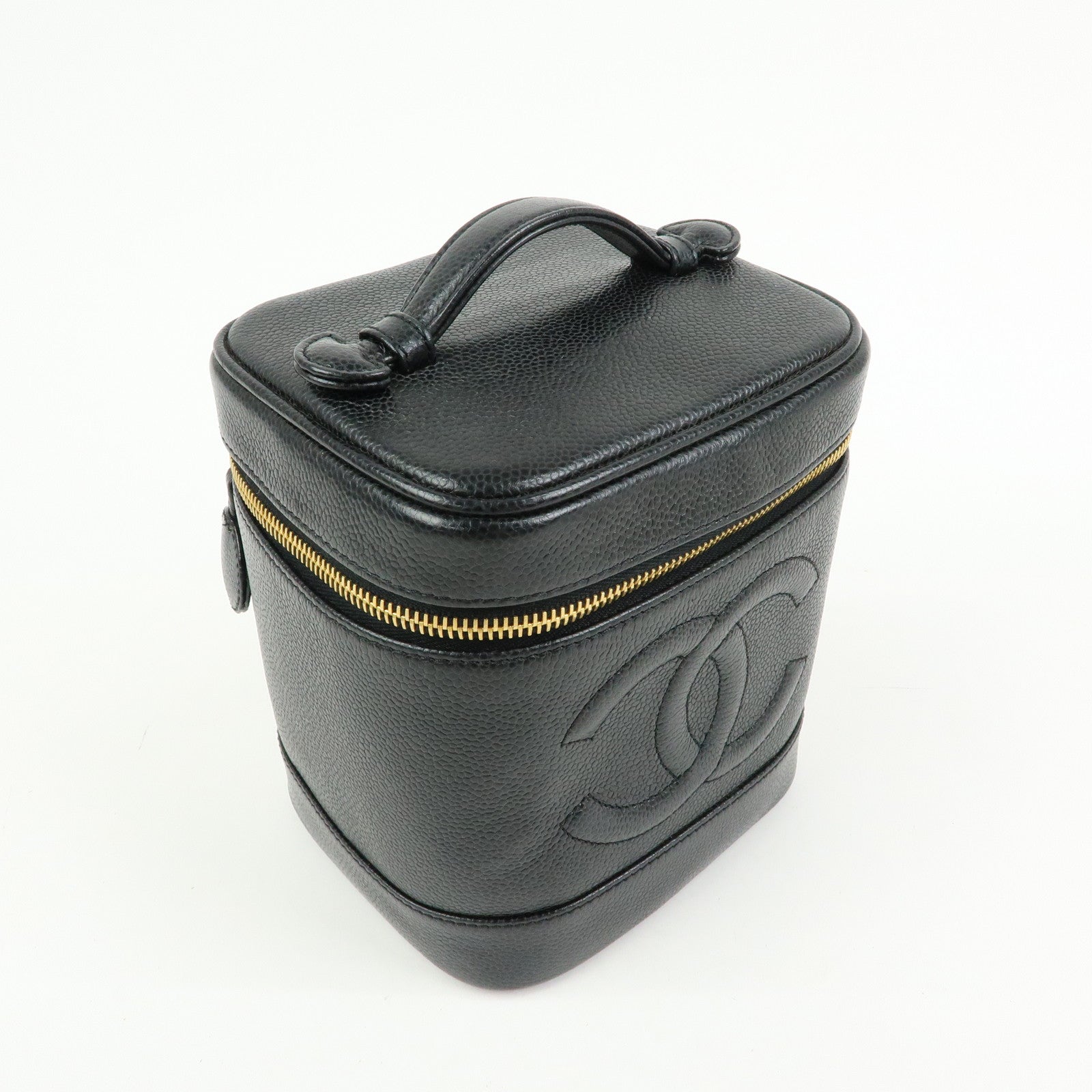 CHANEL COCO Mark Caviarskin Vanity Bag Hand Bag Black A01998