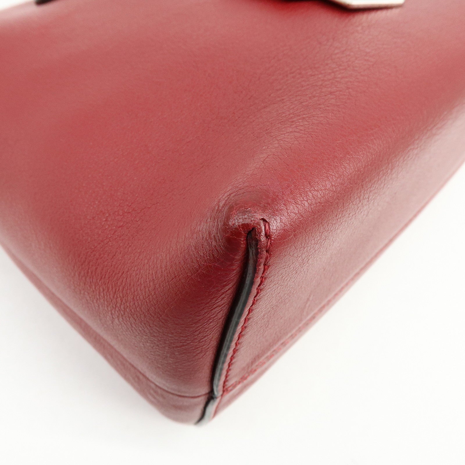 FENDI By The Way Leather 2Way Bag Hand Bag Shoulder Bag Red 8BL124