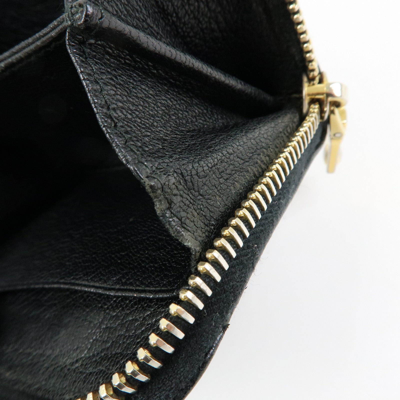 MIU MIU Madras Leather Studs Compact Coin Case Wallet Black