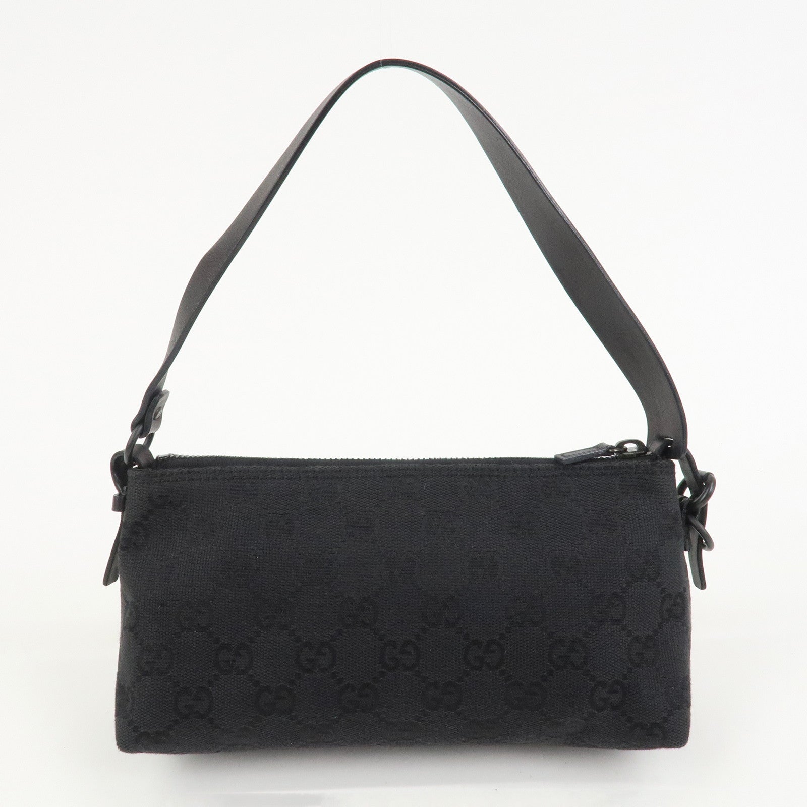 GUCCI GG Canvas Leather Shoulder Bag Hand Bag Pouch Black 103399