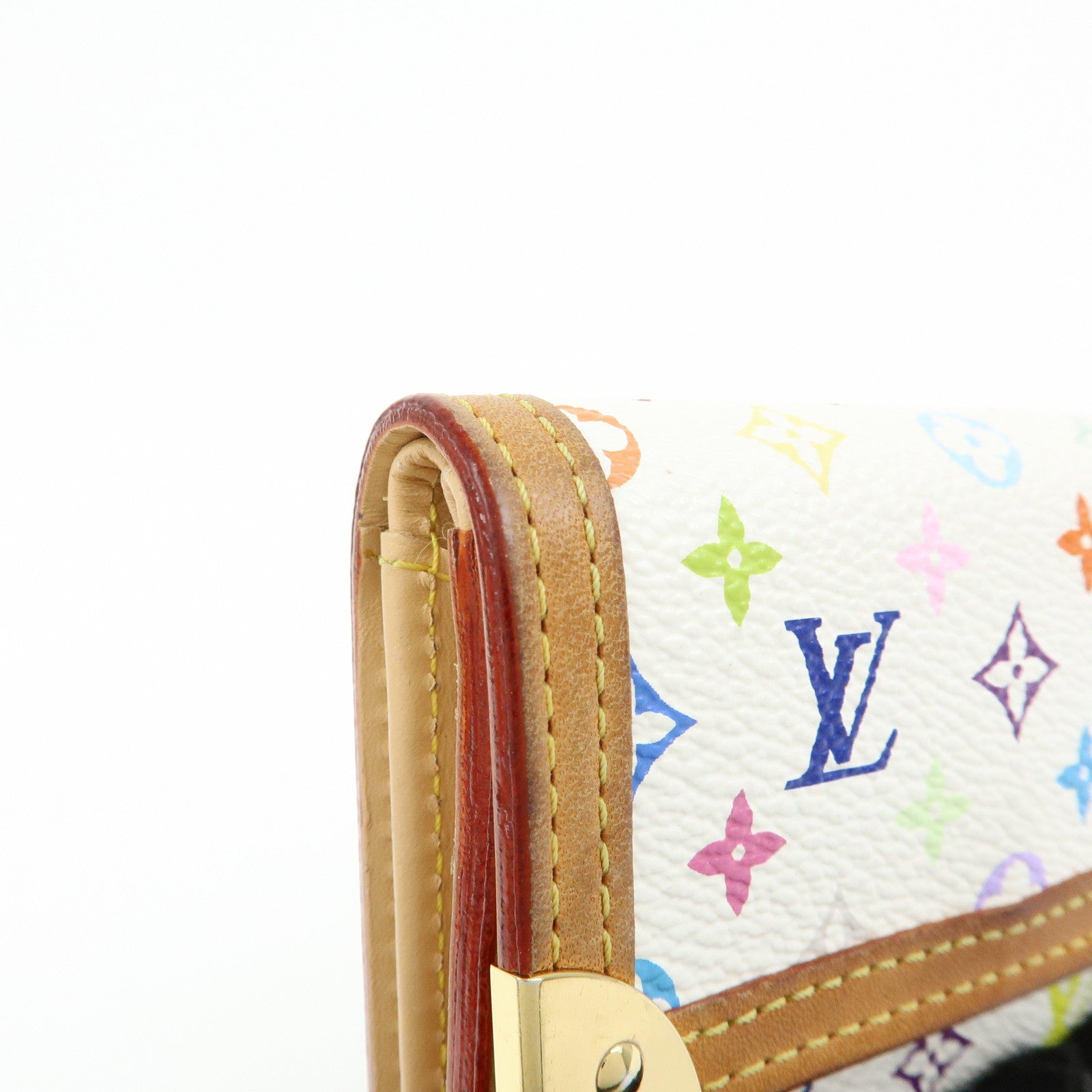 Louis Vuitton Multicolor Porte Monnaie Plat Coin Case Blanc M92657