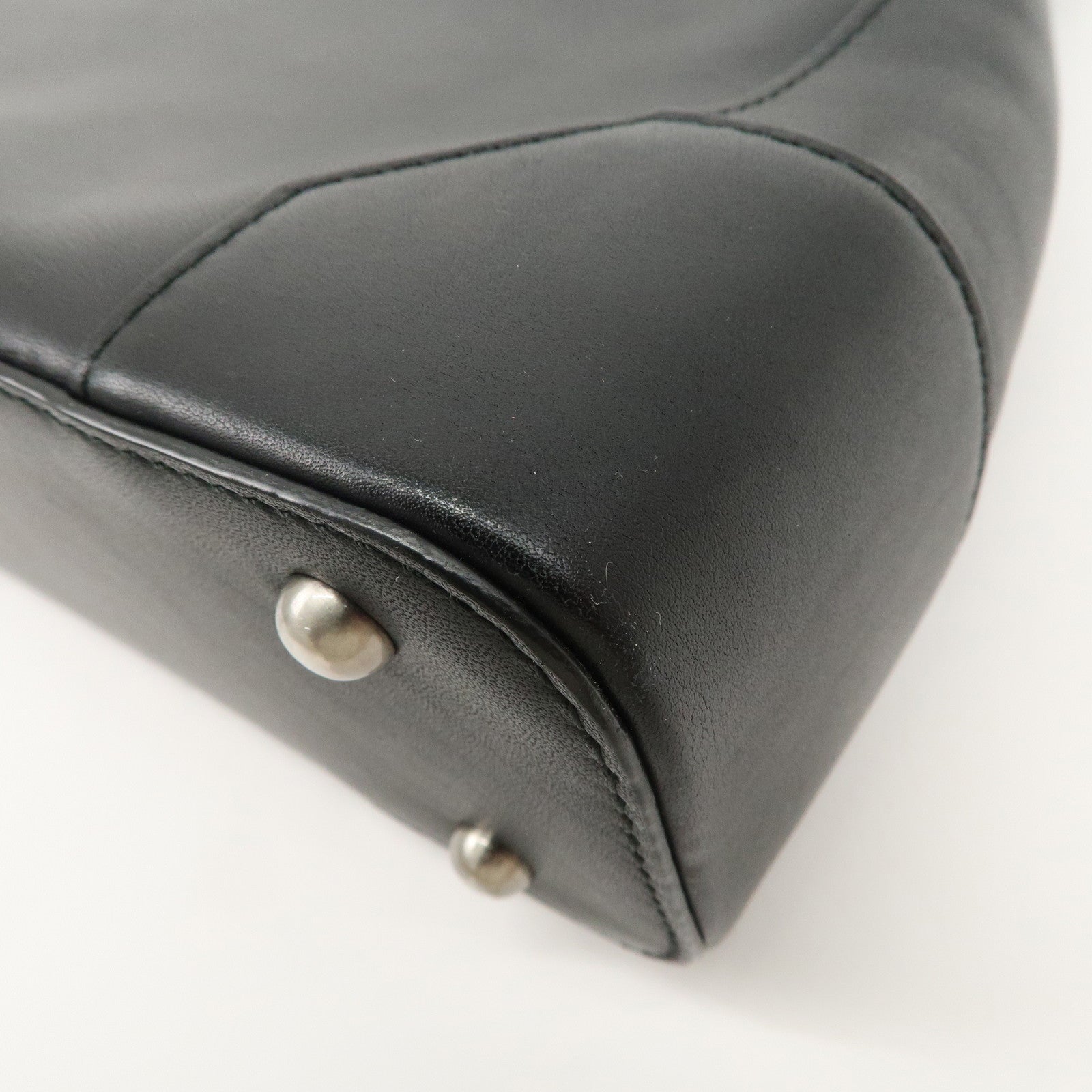 BUBERRY Logo Leather Shoulder Bag Hand Bag Black Used