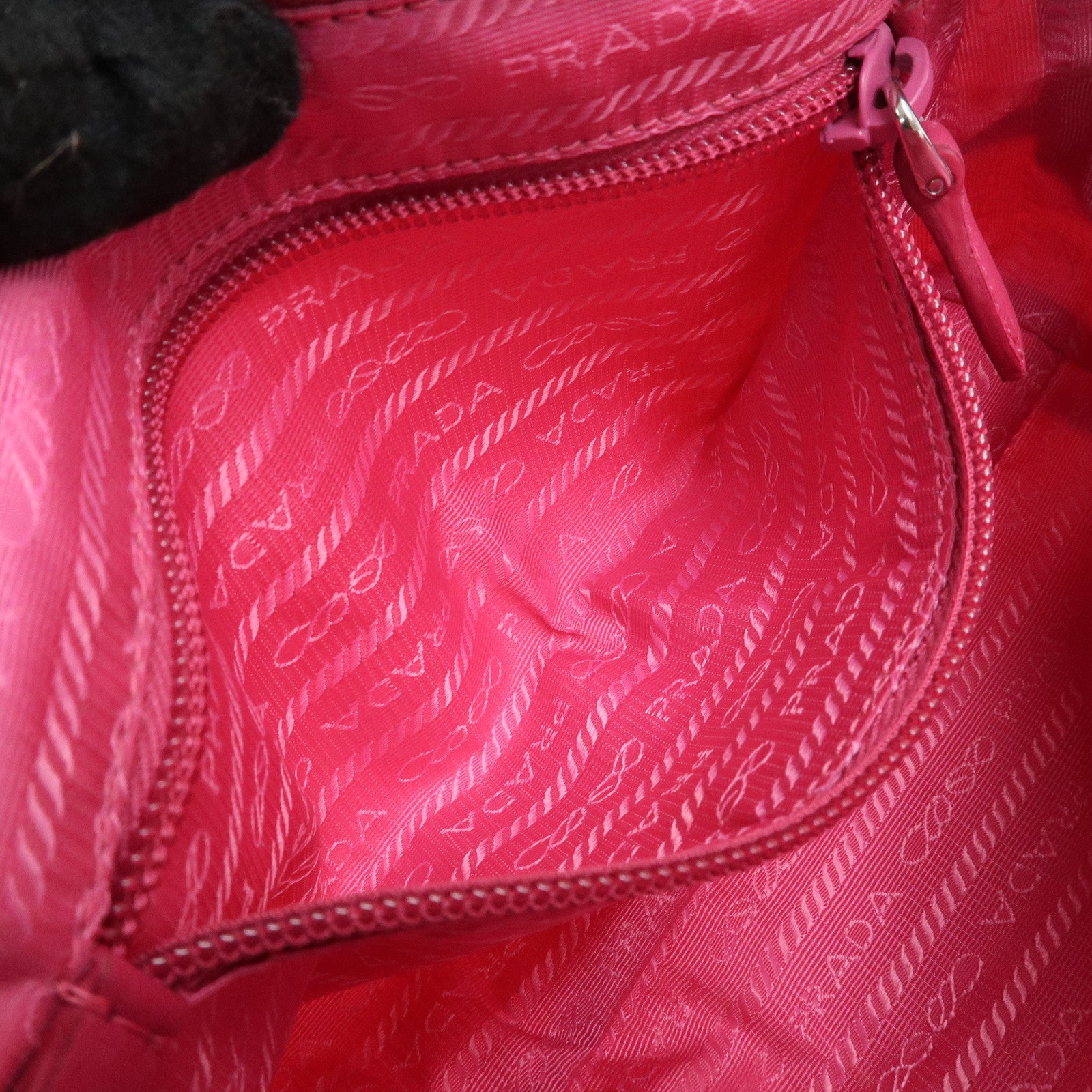 PRADA Triangle Logo Nylon Leather Cosmetic Wristlet Pouch Pink