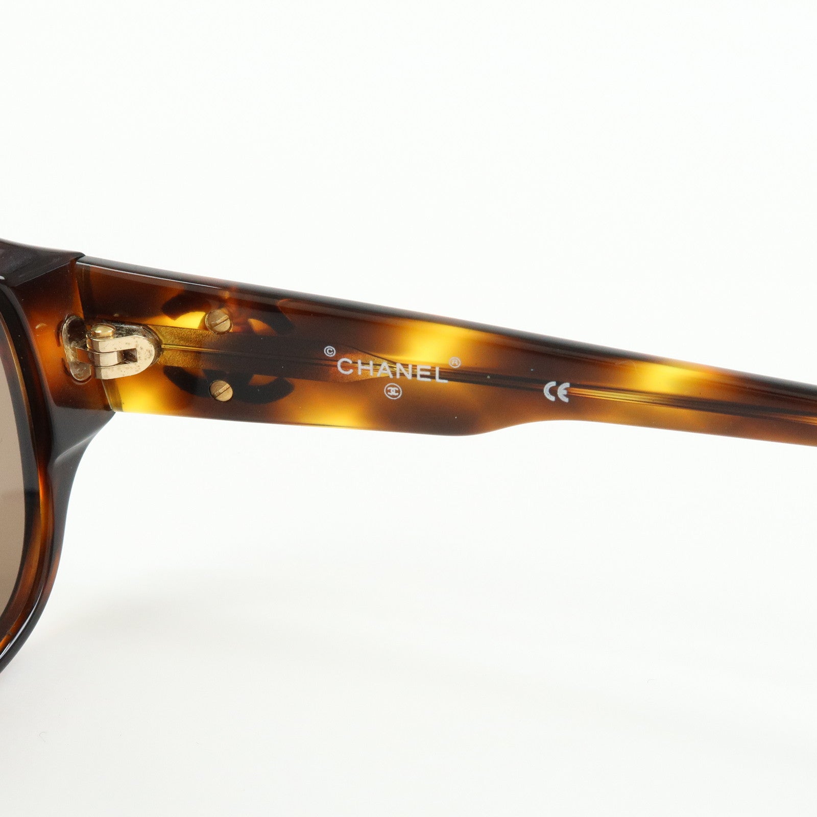 CHANEL COCO Mark Plastic Sunglasses Brown 01452 91235