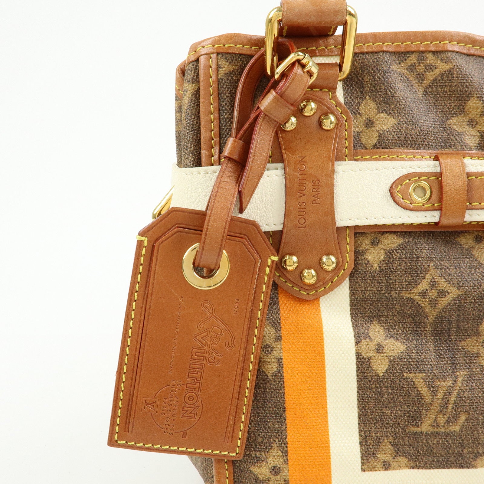 Louis Vuitton Monogram Tisse Sac Rayures PM Tote Hand Bag M56386