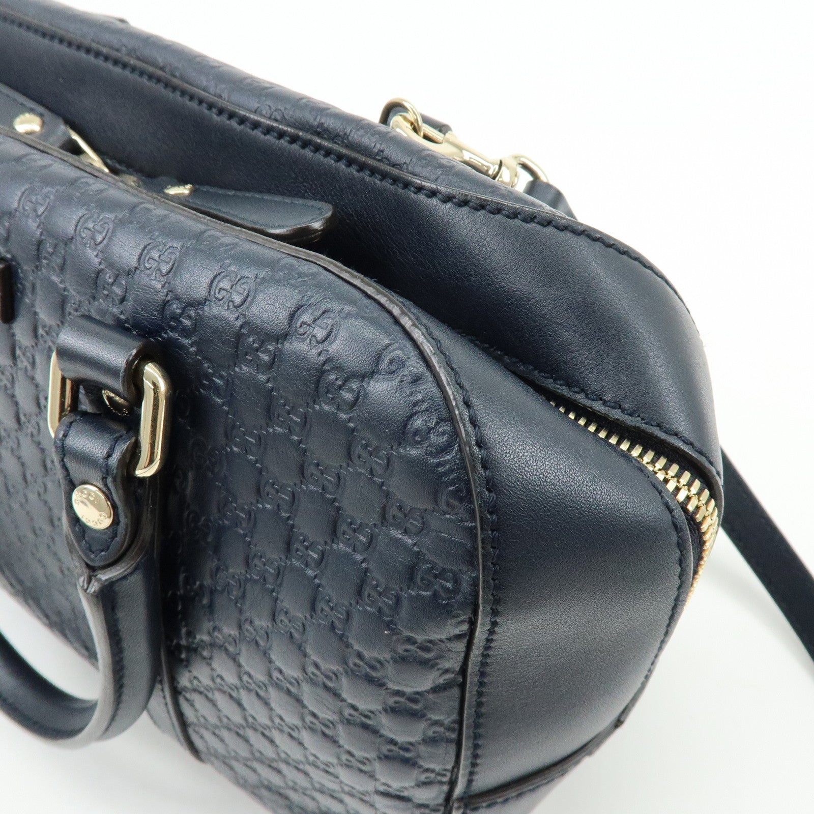 GUCCI Microguccissima Leather 2Way Bag Hand Bag Dark Navy 510286