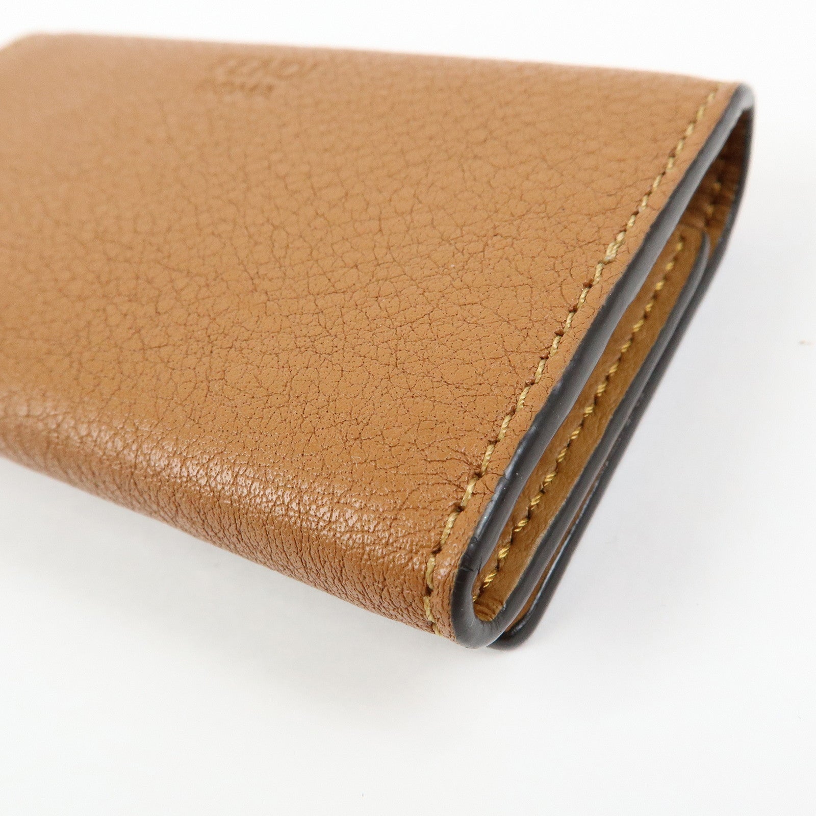 FENDI Peekaboo Leather Key Case Key Holder Brown 8AP159