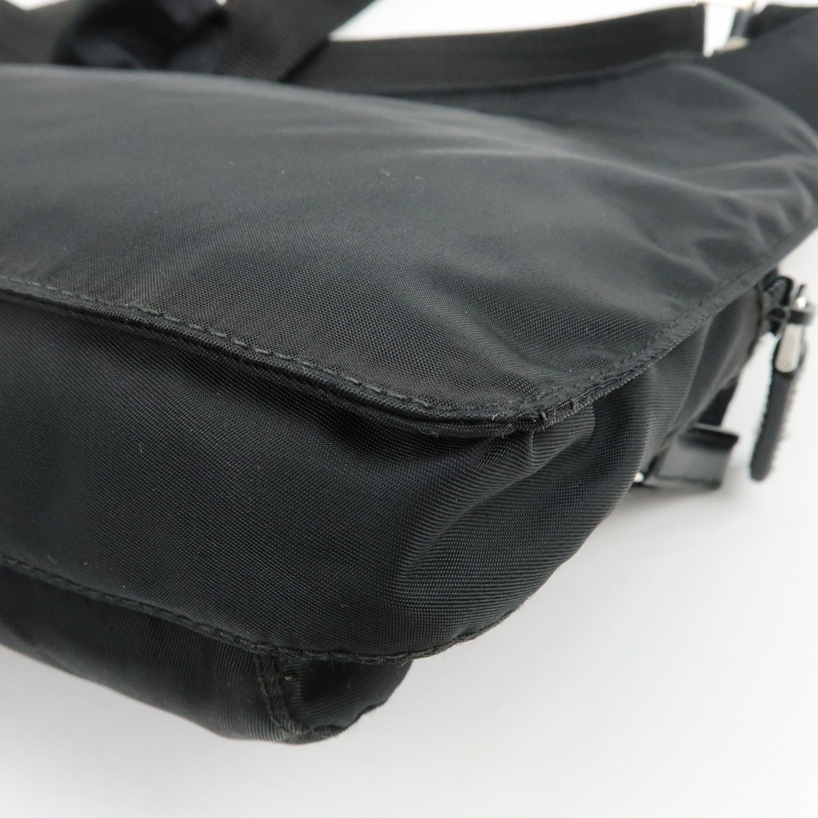 PRADA Triangle Logo Nylon Shoulder Bag Crossbody Bag Black