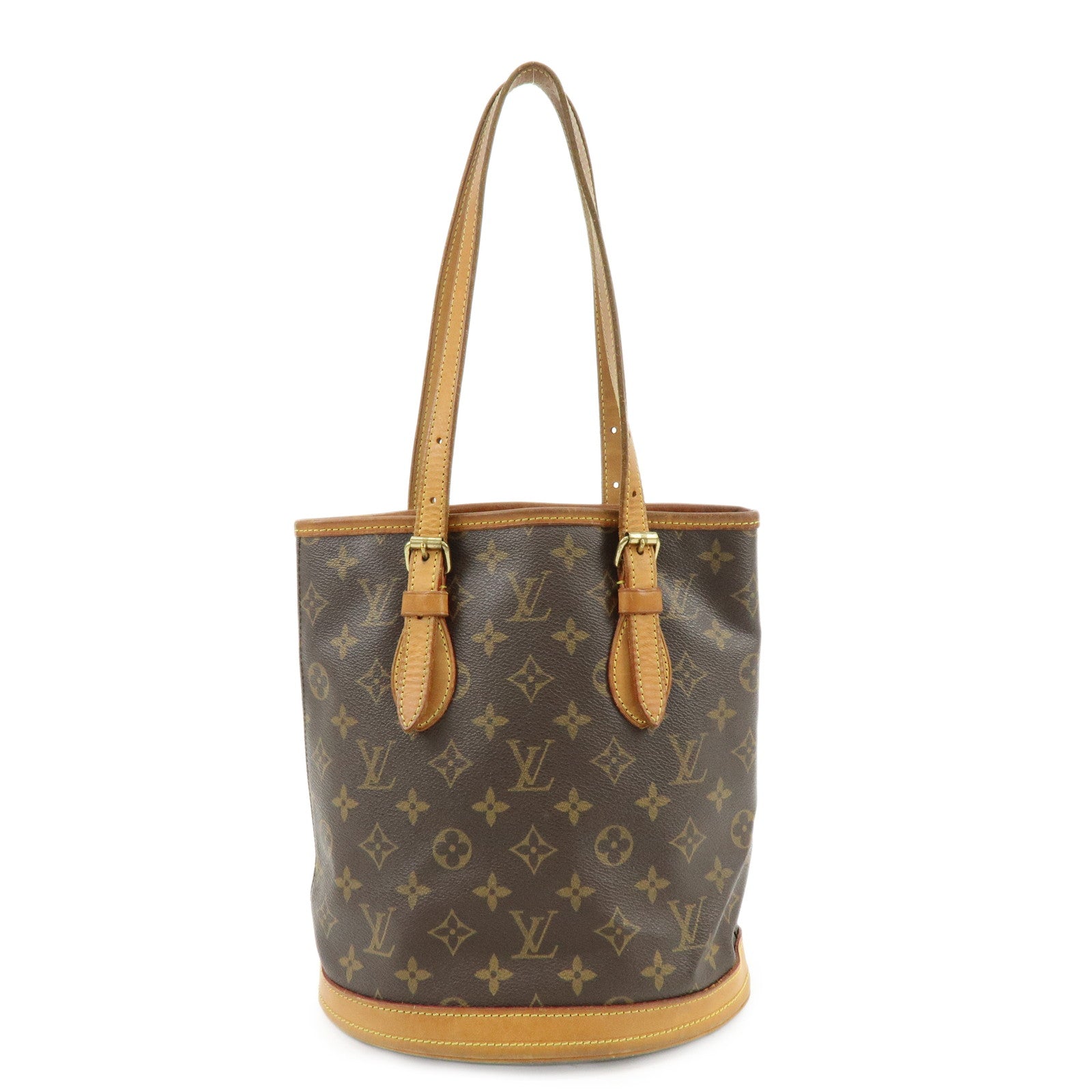 Louis Vuitton Monogram Canvas Bucket PM Hand Bag Brown M42238