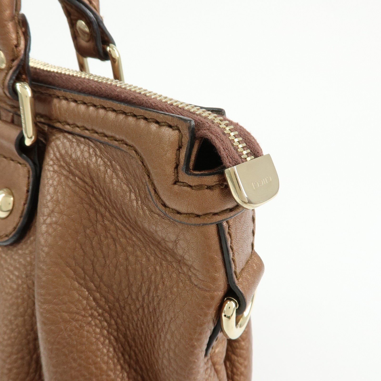 GUCCI Sukey Interlocking G Leather 2Way Shoulder Bag Bronze 247902