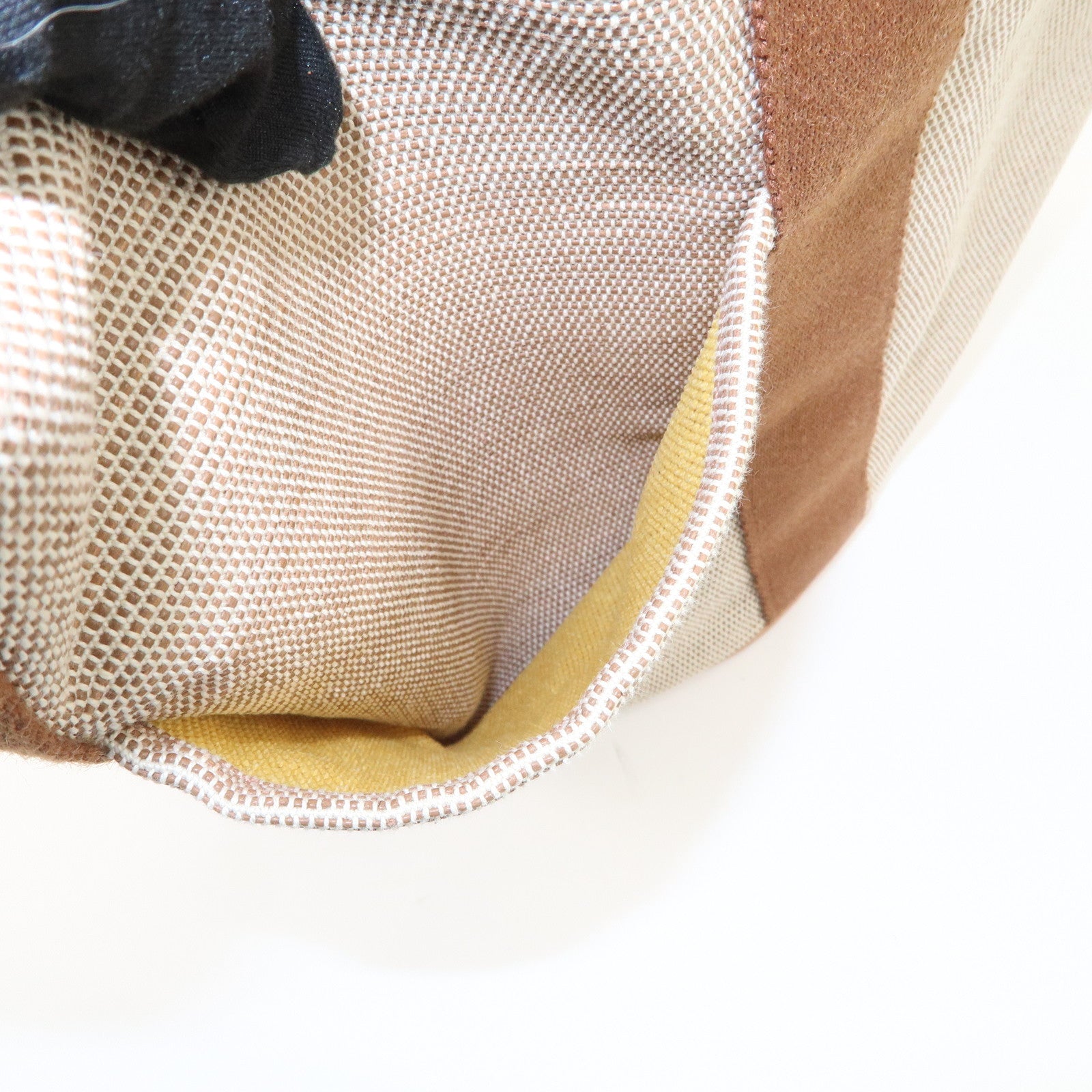 HERMES Saxo MM Toile H Hand Bag Bucket Bag Ivory Brown