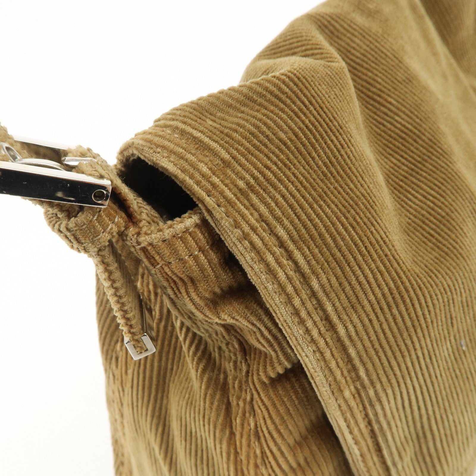 FENDI Mamma Baguette Corduroy Shoulder Bag Light Brown 26323 Used