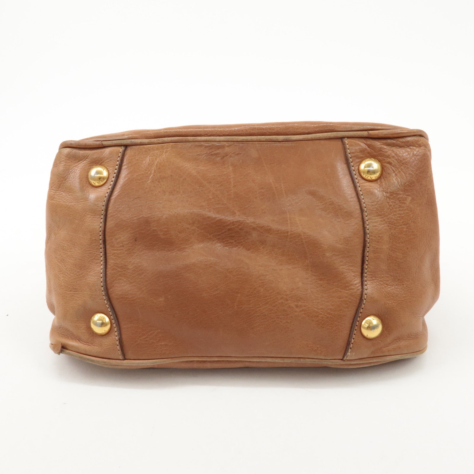 PRADA Logo Leather Ribbon 2Way Bag Hand Bag Brown BN2245 Used