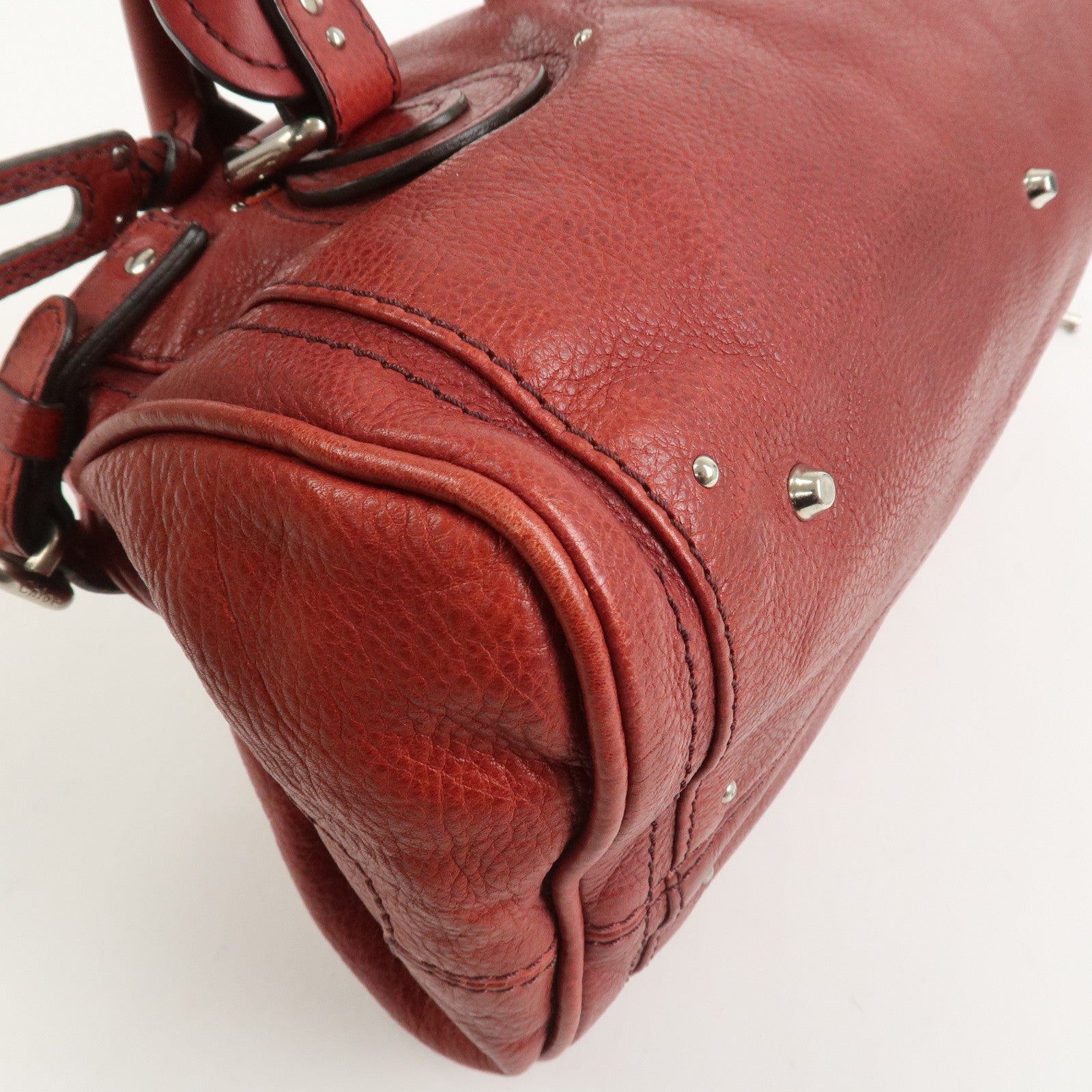 Chloe Paddington Leather Hand Bag Shoulder Bag Red