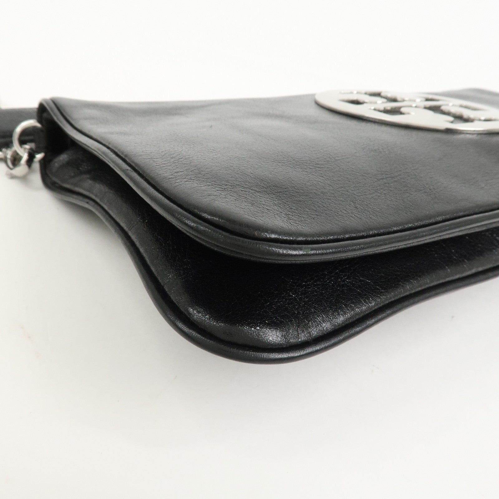 TORY BURCH Leather 2Way Bag Shoulder Bag Clutch Bag Black