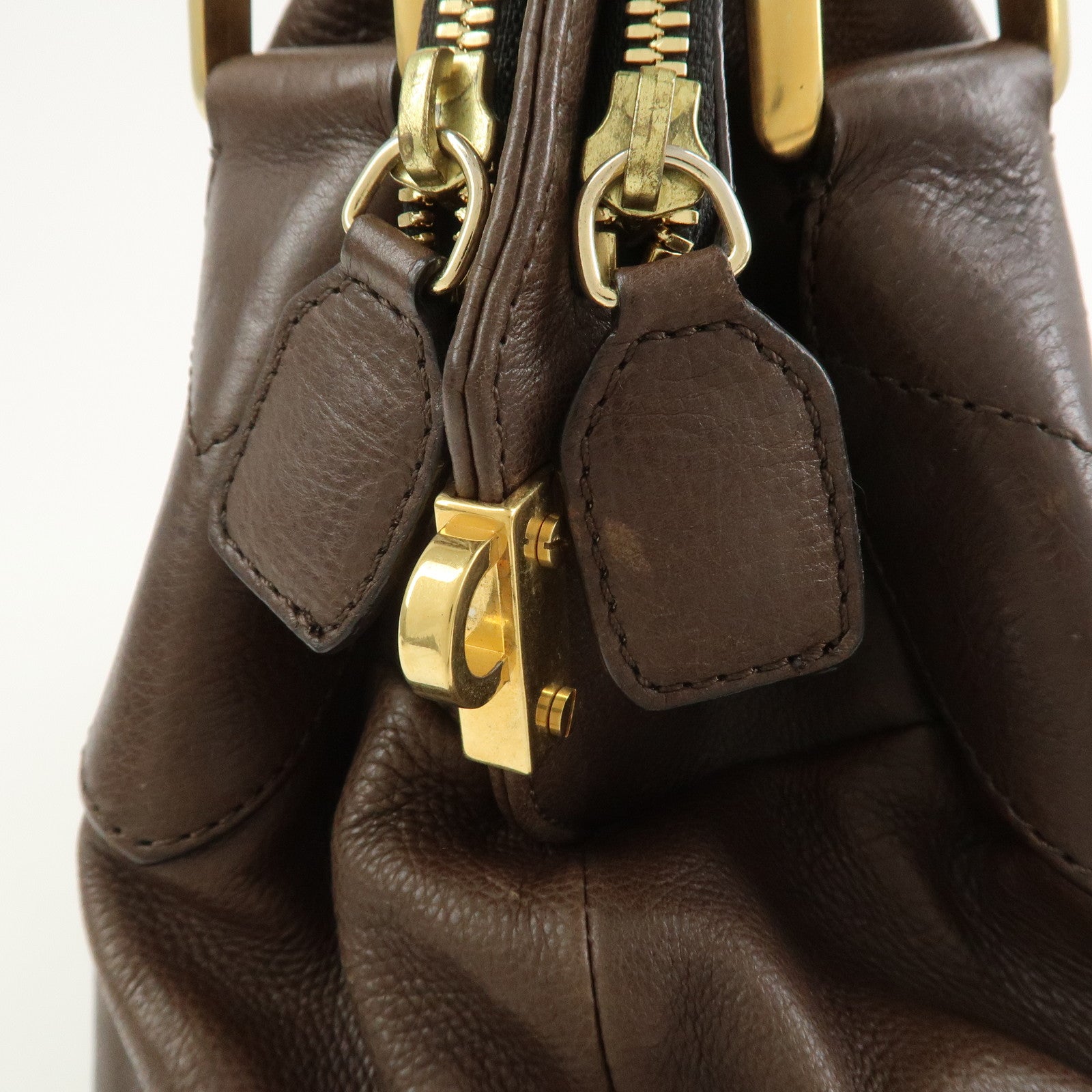 Chloe Marcie Leather 2Way Bag Shoulder Hand Bag Brown 03.10.662