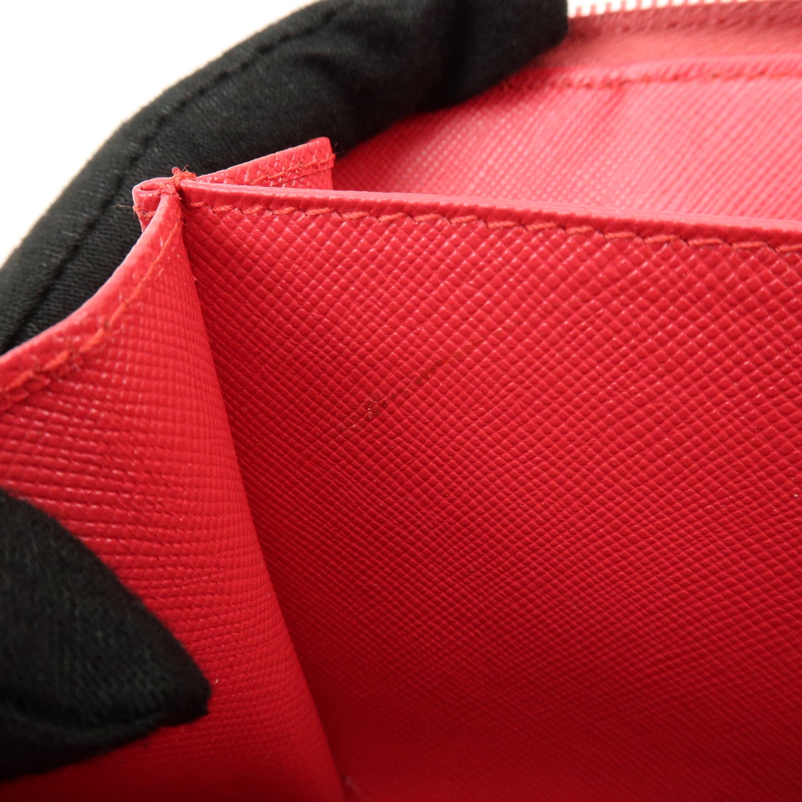 PRADA Triangle Logo Nylon Leather Round Zippy Compact Wallet Pink